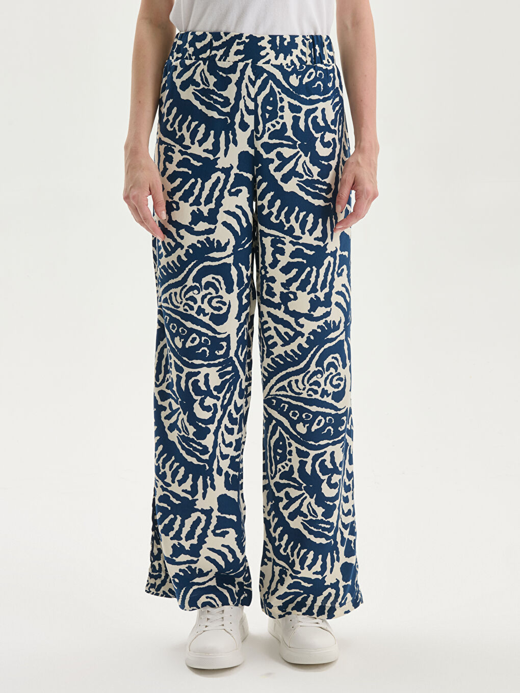 Elasticated Waist Patterned Women's Trousers -S5MN31Z8-LS3