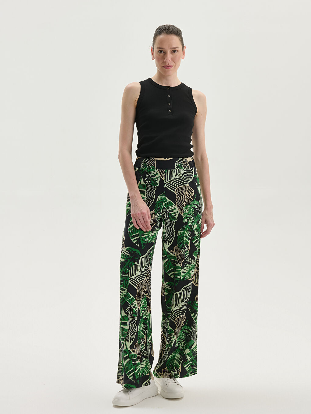 Elasticated Waist Floral Women's Trousers -S5MN31Z8-LSR
