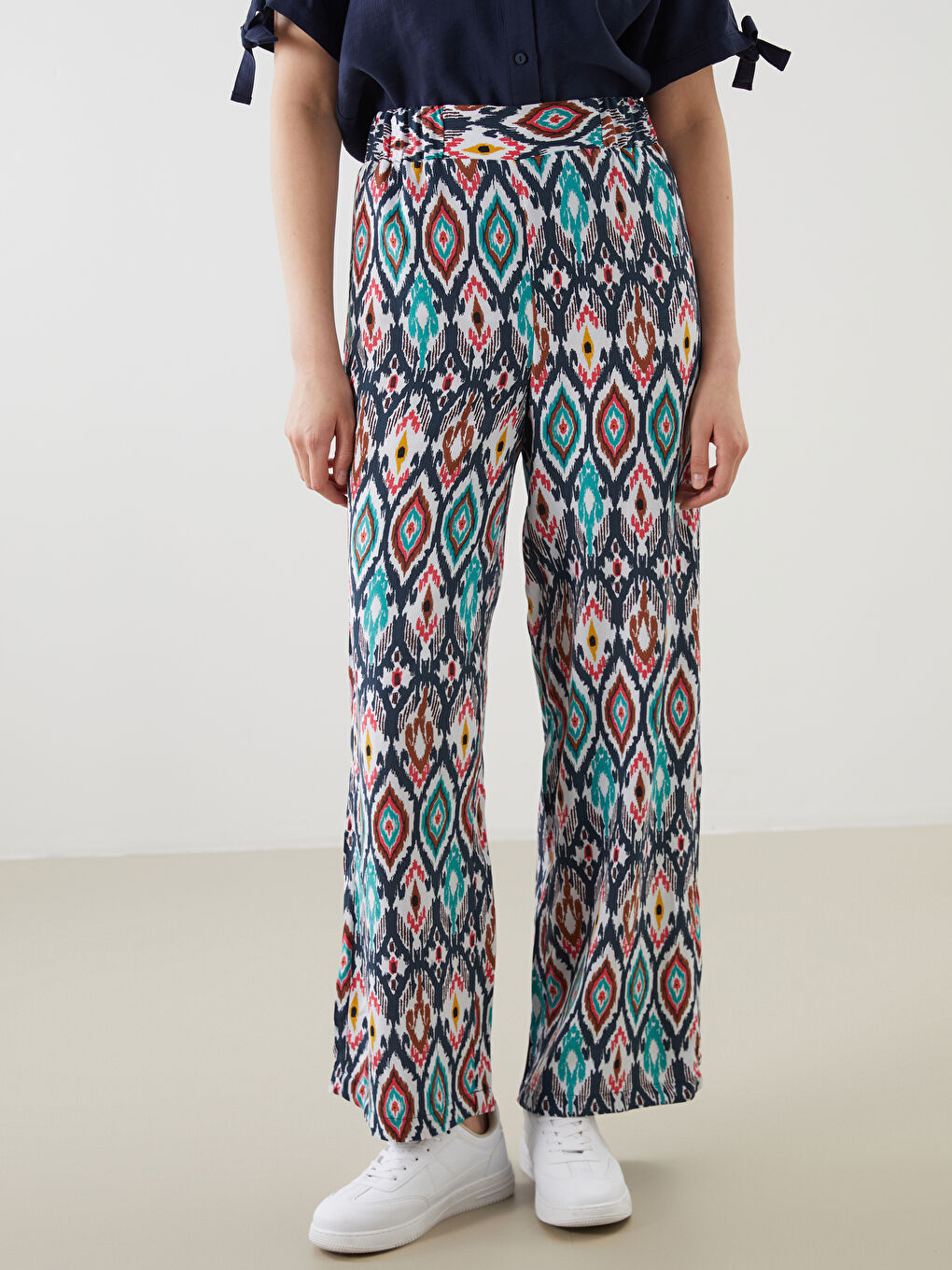 Elasticated Waist Patterned Women's Trousers -S5MN31Z8-LTM