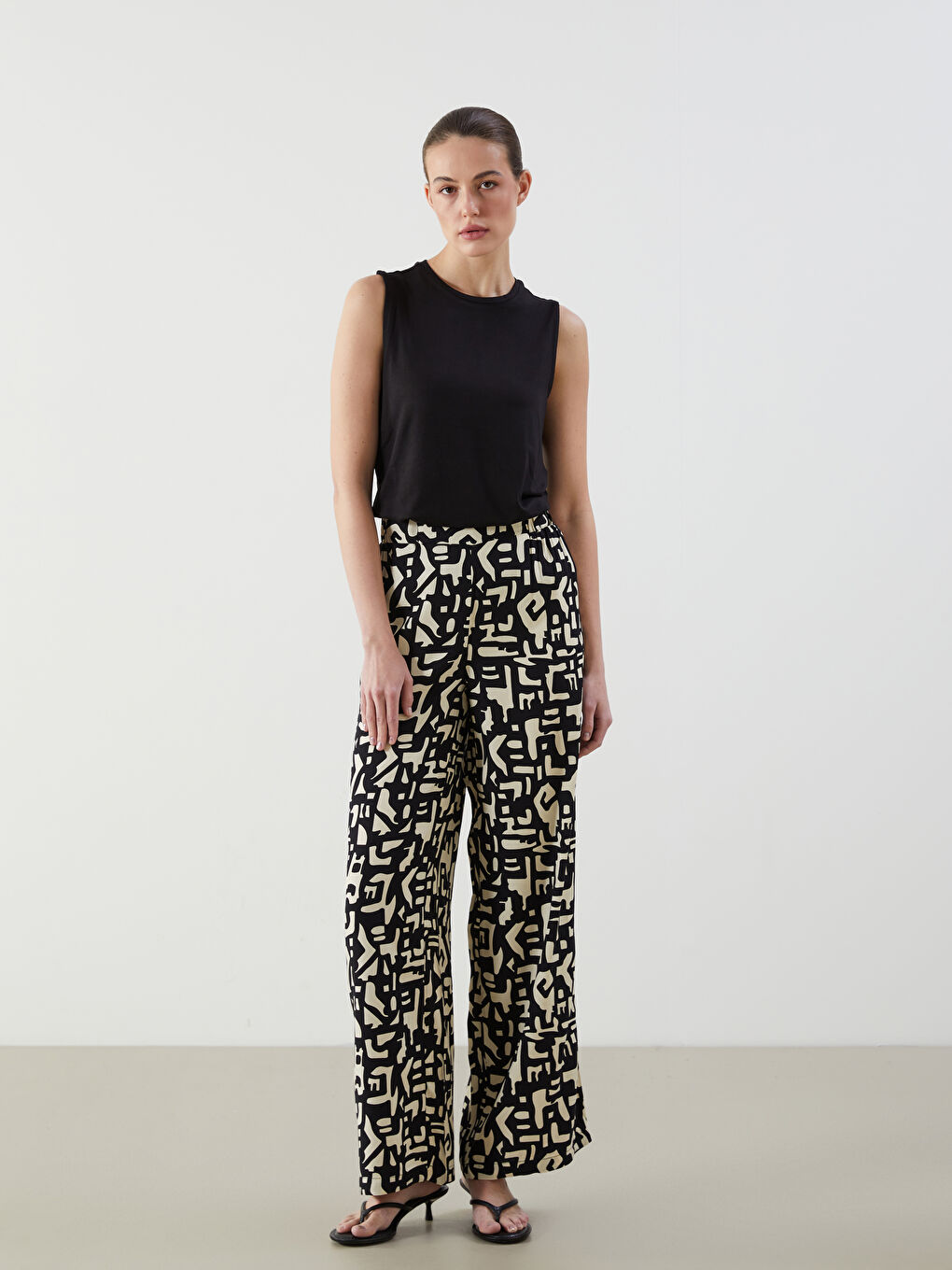 Elasticated Waist Patterned Women's Trousers -S5MN31Z8-SW8