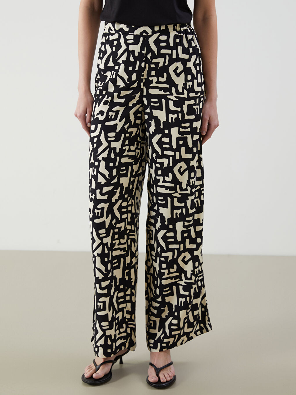 Elasticated Waist Patterned Women's Trousers -S5MN31Z8-SW8