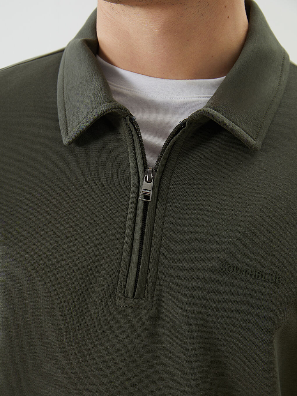 SOUTHBLUE Haki Polo Yaka Uzun Kollu Erkek Sweatshirt - 2