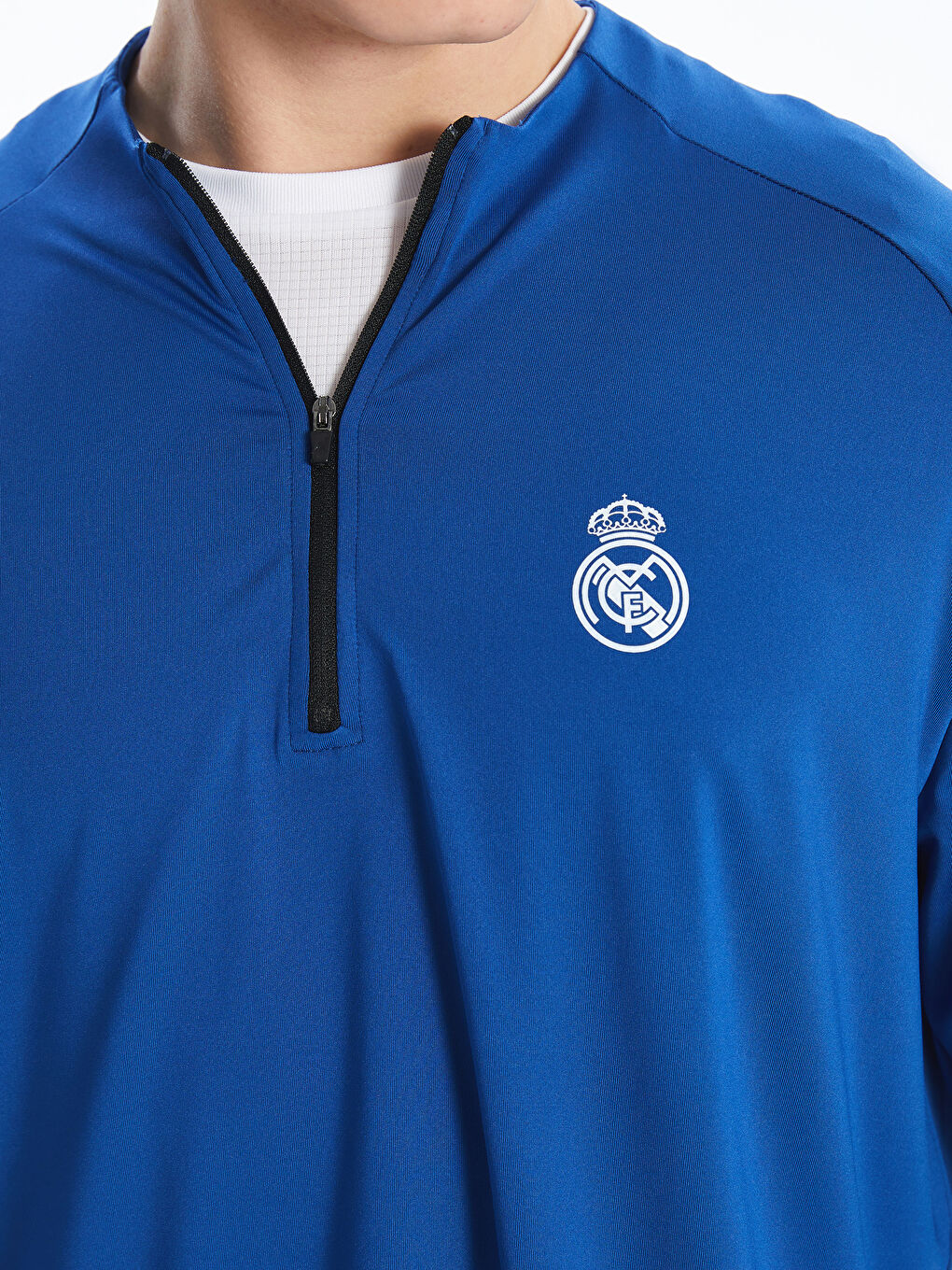 LCW ECO Mavi Bisiklet Yaka Uzun Kollu Real Madrid Baskılı Erkek Taraftar Tişört - 2