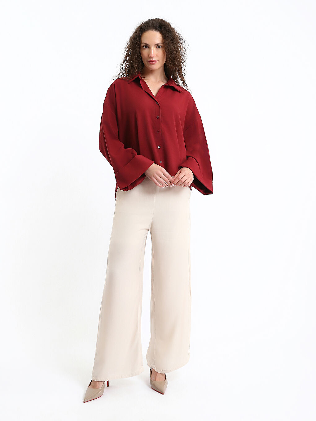 Elastic Waist Wide Leg Women's Trousers