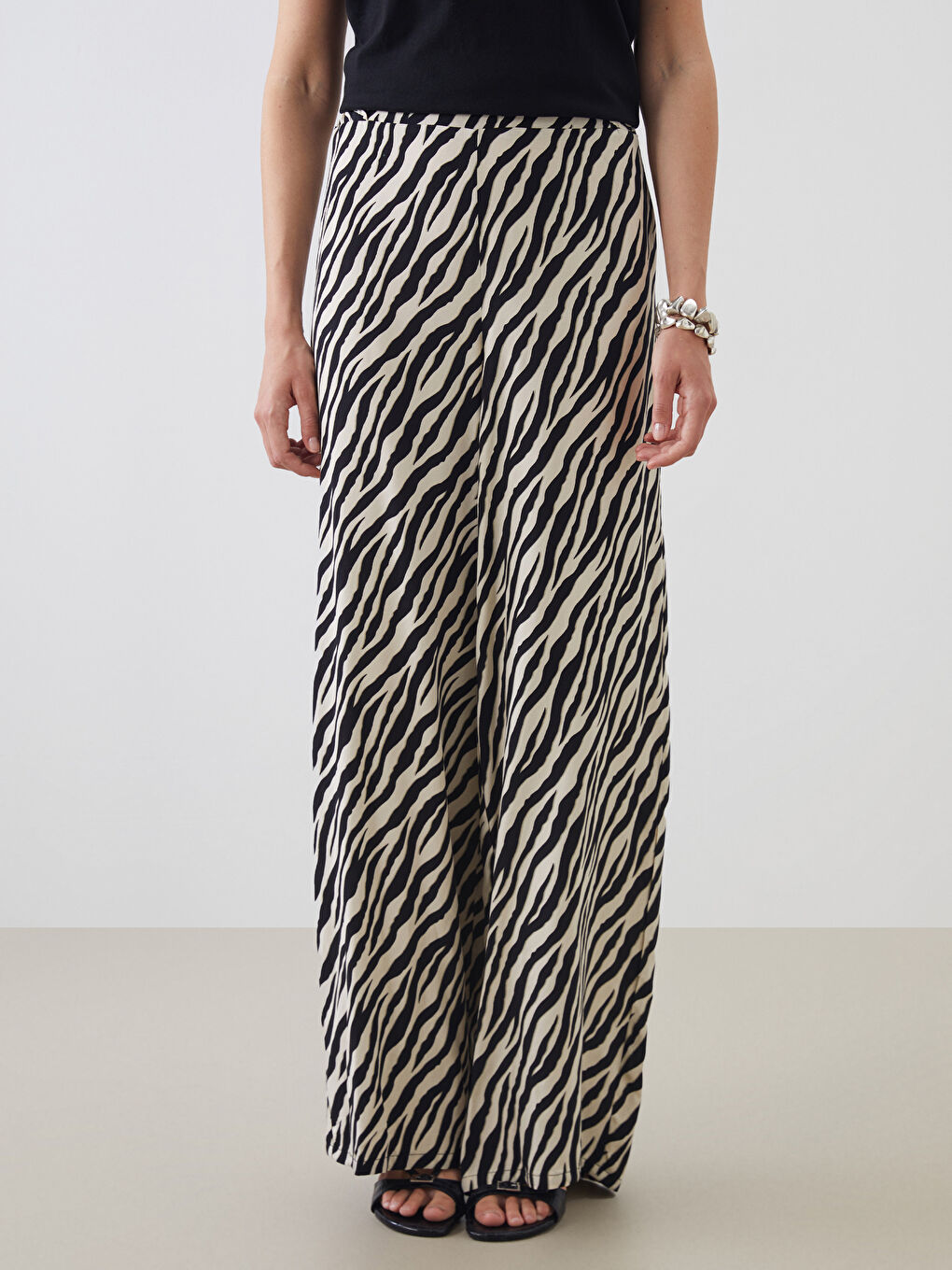 Elasticated Waist Patterned Women's Trousers -S5MN48Z8-SW5