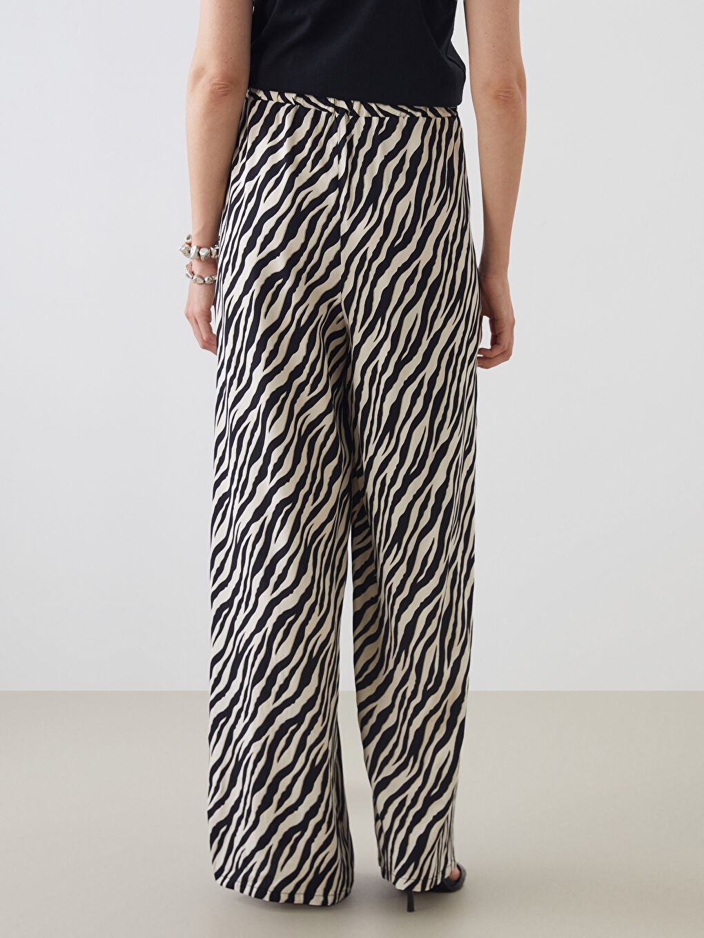Elasticated Waist Patterned Women's Trousers -S5MN48Z8-SW5