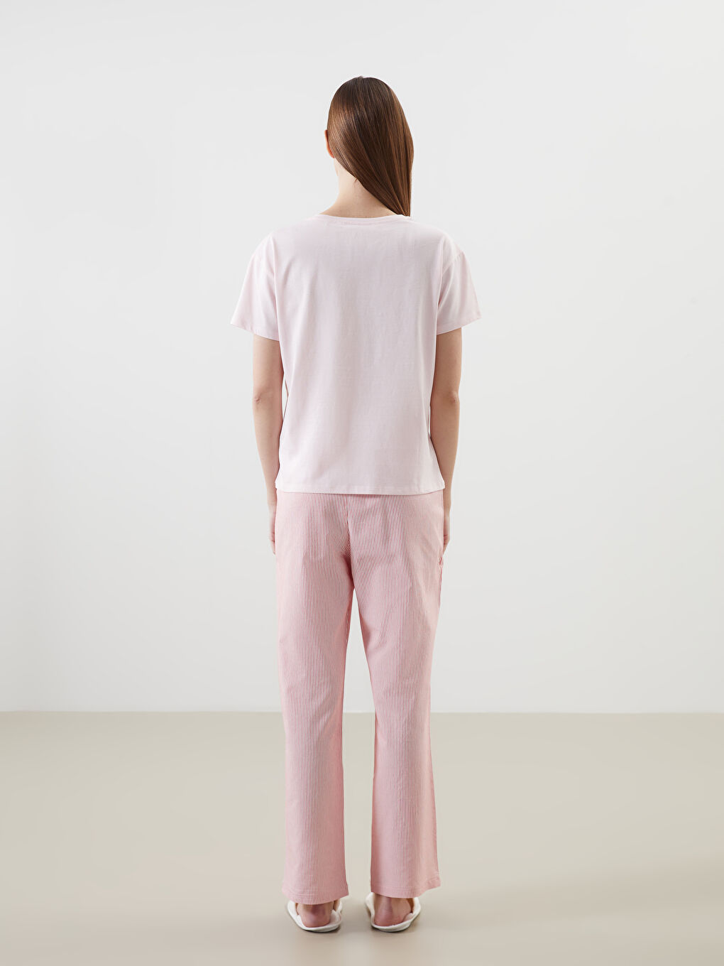 Crew Neck Printed Women's Pajamas Set -S5MN81Z8-LJE
