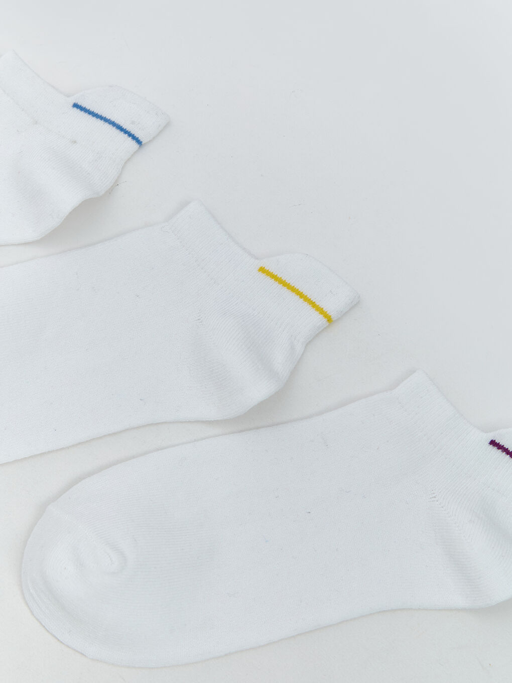 Beyaz Kadın Düz Patik Çorap 3'lü-1