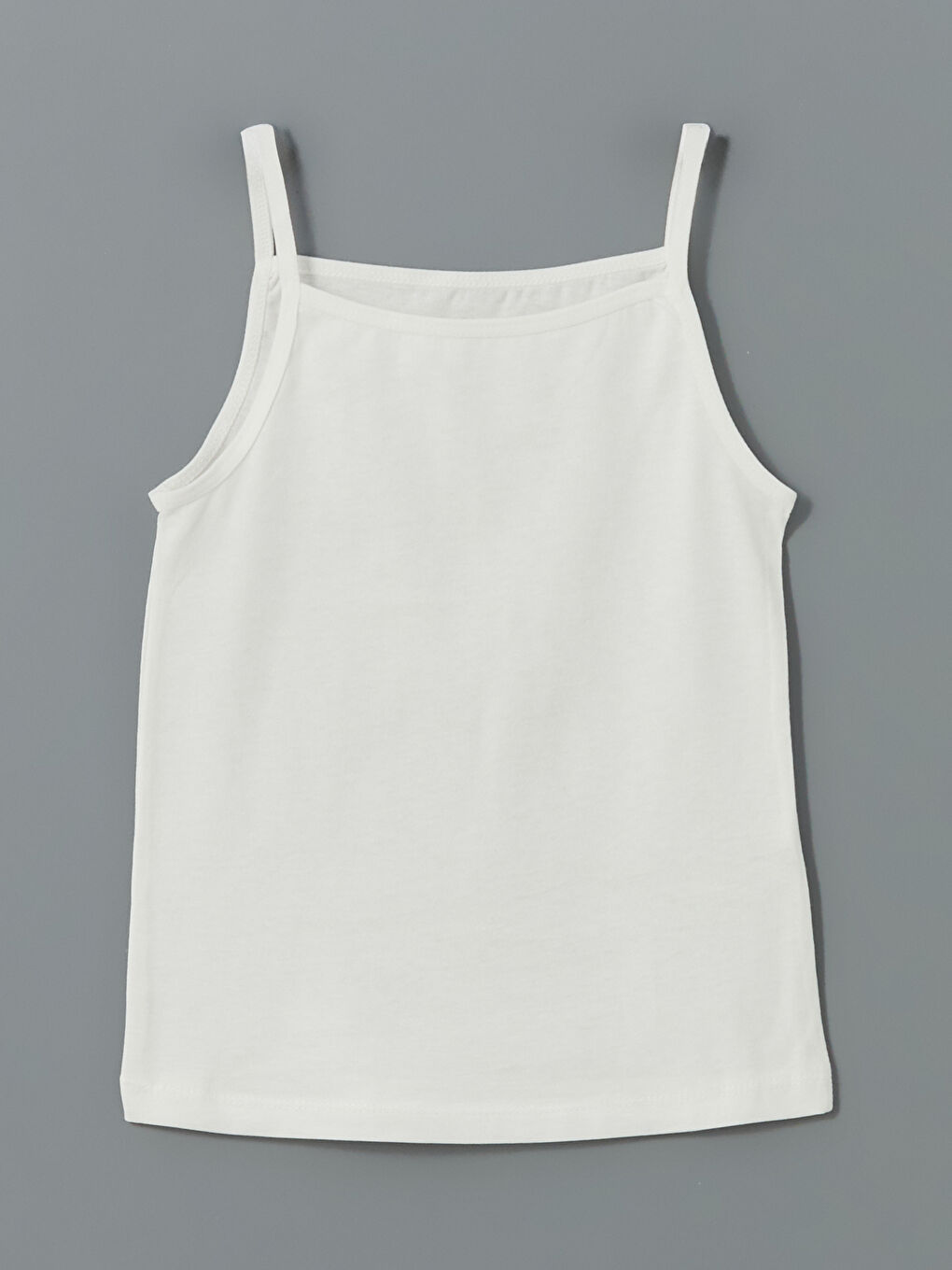 Beyaz Kare Yaka Çiçekli İp Askılı Kız Çocuk Atlet  2'li-4