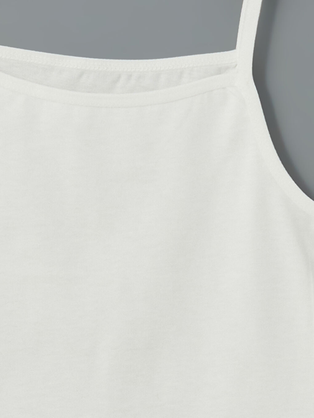 Beyaz Kare Yaka Çiçekli İp Askılı Kız Çocuk Atlet  2'li-5