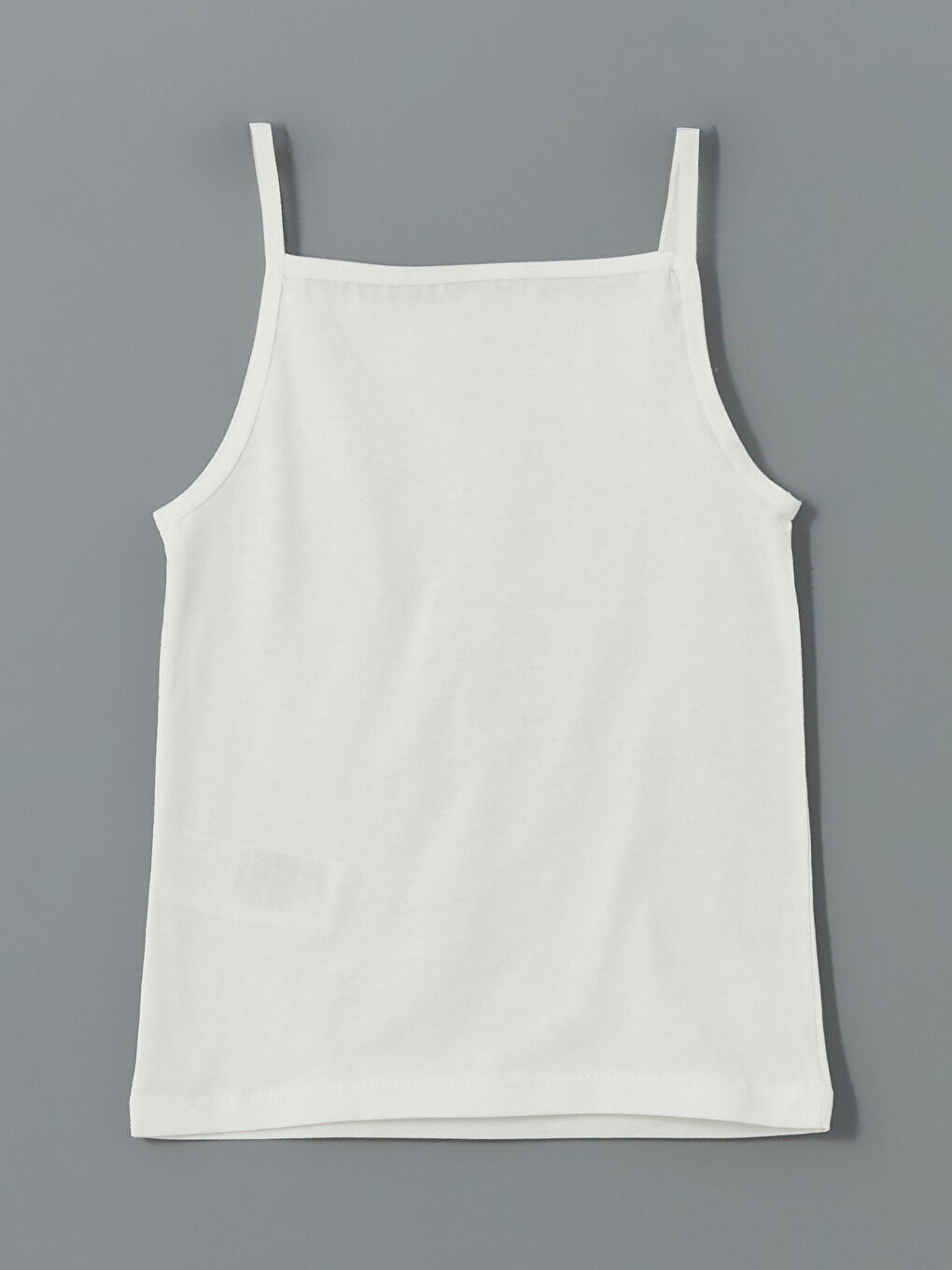 Beyaz Kare Yaka Çiçekli İp Askılı Kız Çocuk Atlet  2'li-6