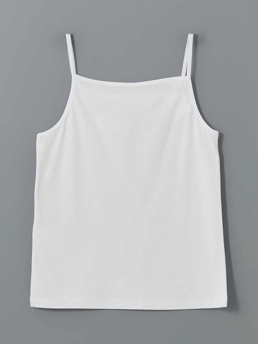 Beyaz Kare Yaka İp Askılı Kız Çocuk Atlet  
-2