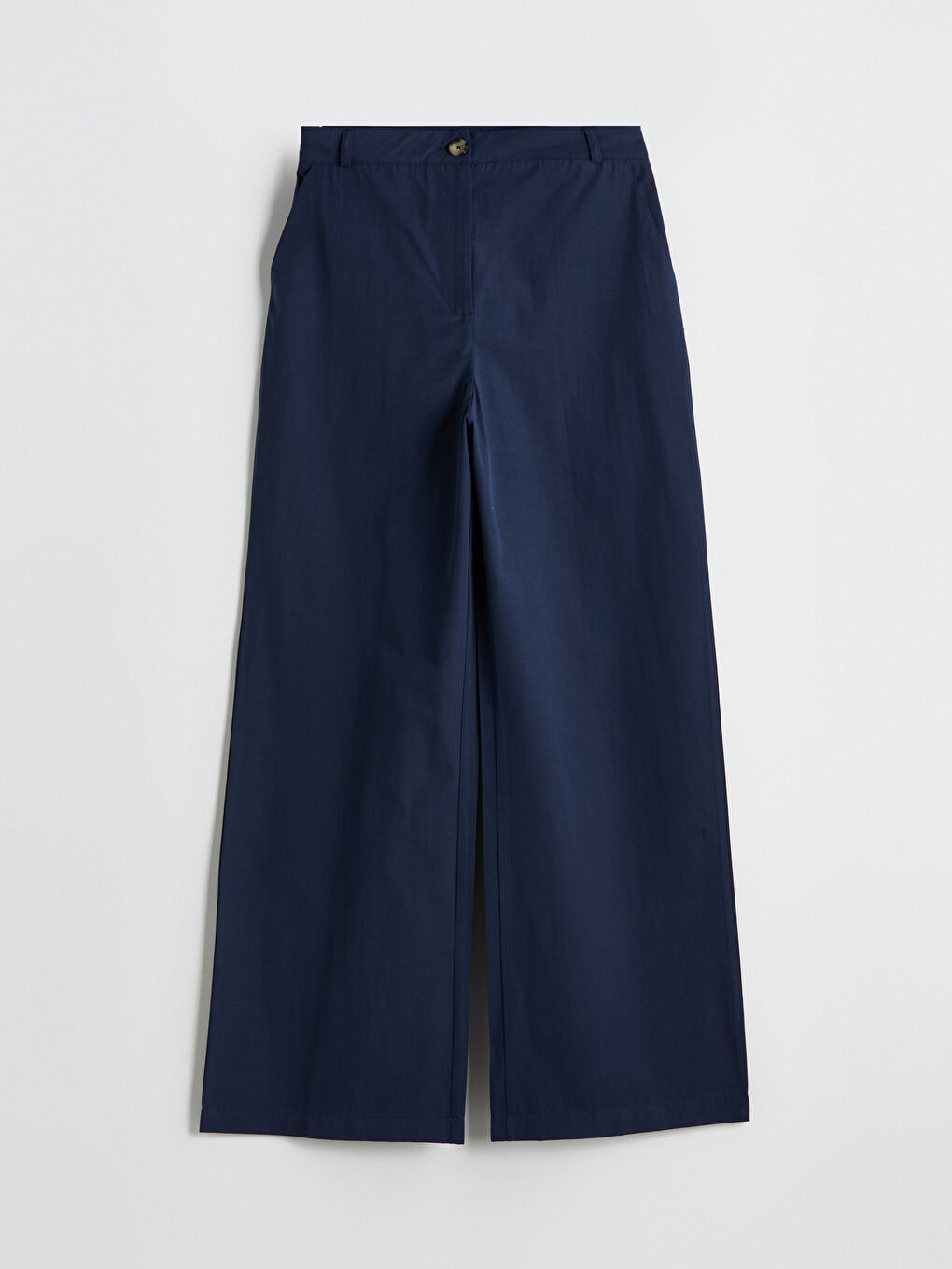 Lacivert Standart Fit Poplin Kadın Pantolon-4