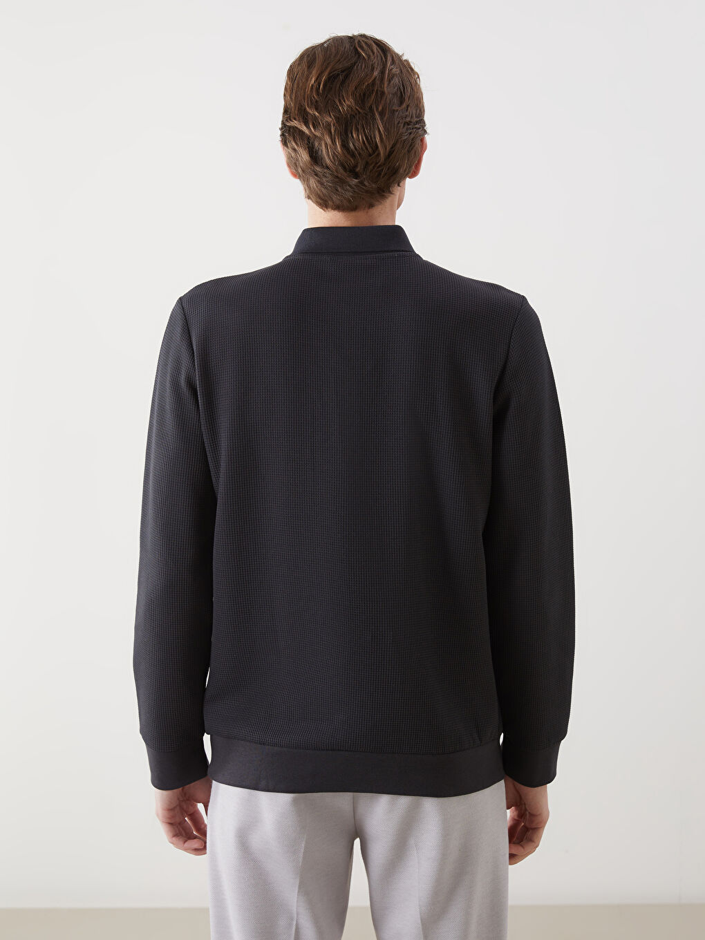 Antrasit Polo Yaka Uzun Kollu Erkek Sweatshirt-7