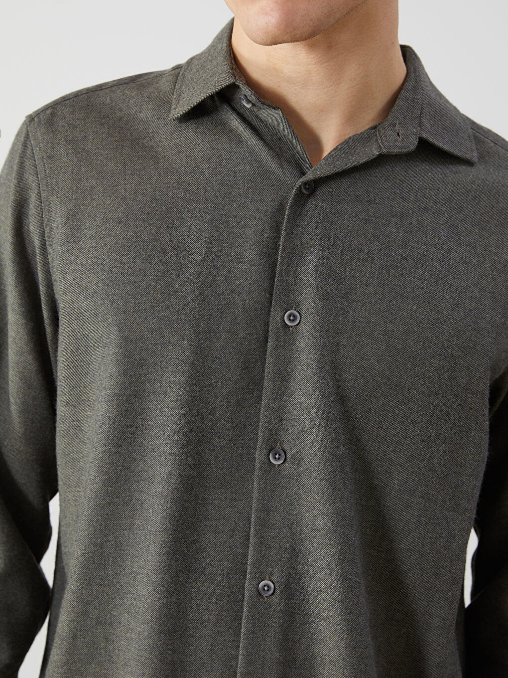 Haki Regular Fit Uzun Kollu Erkek Gömlek-2