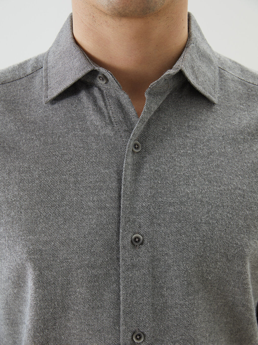 Gri Regular Fit Uzun Kollu Erkek Gömlek-2
