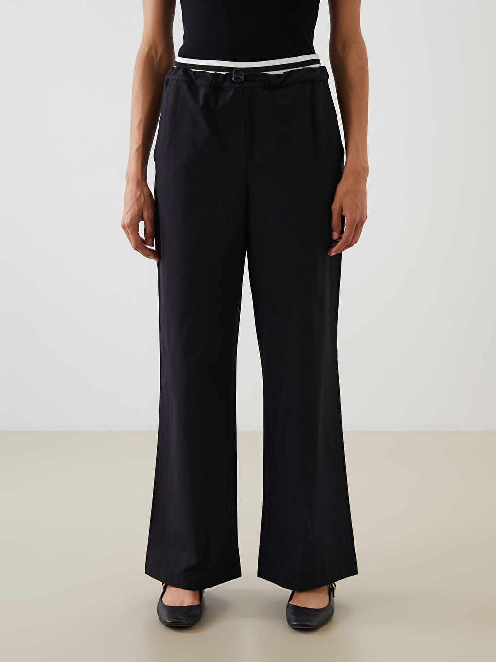 LCW Modest Elastic Waist Wide Leg Women's Trousers -S5MO55Z8-CVL