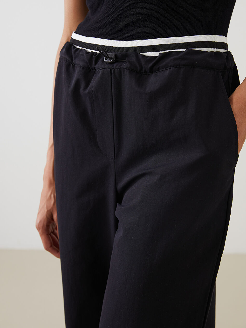 LCW Modest Elastic Waist Wide Leg Women's Trousers -S5MO55Z8-CVL