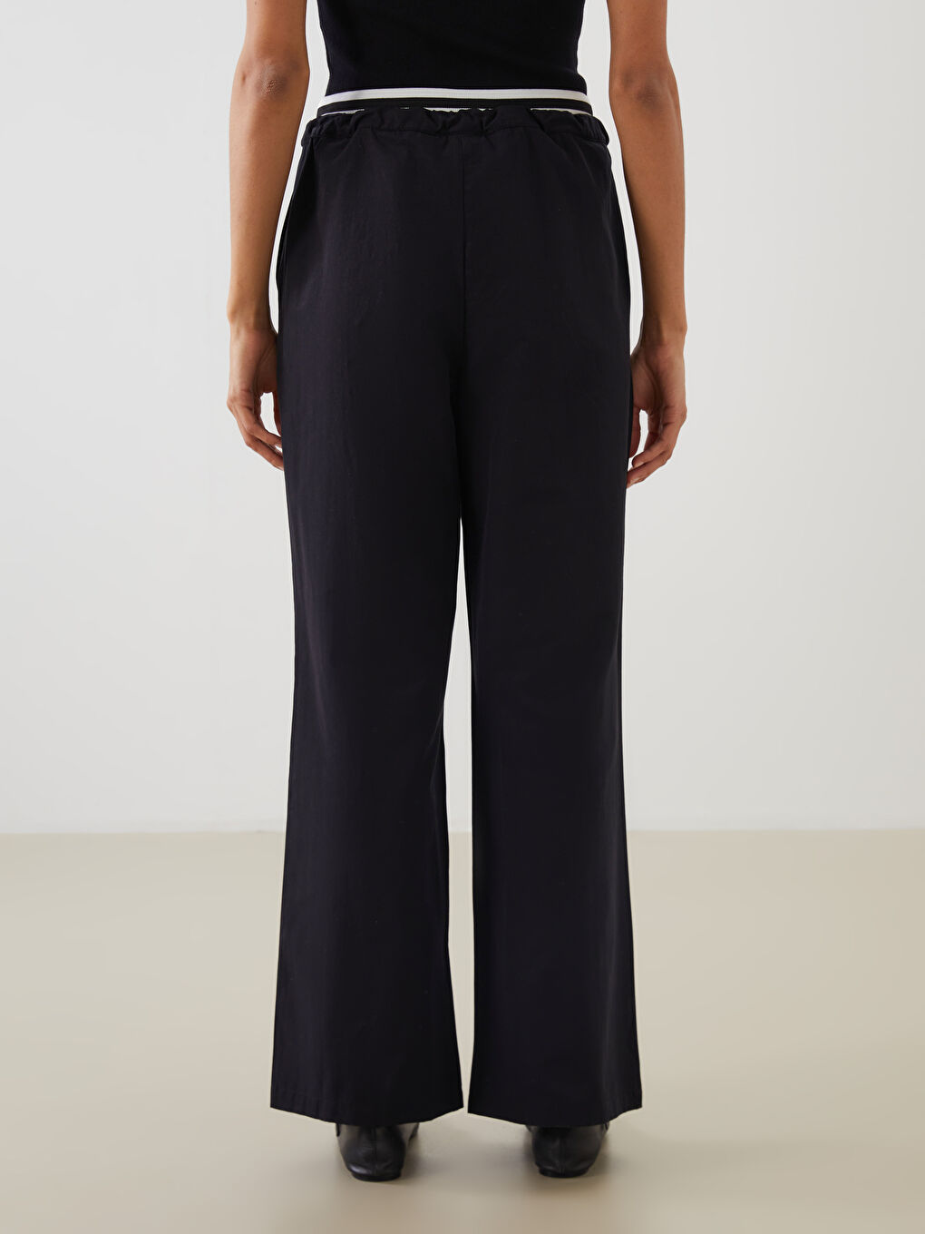 LCW Modest Elastic Waist Wide Leg Women's Trousers -S5MO55Z8-CVL