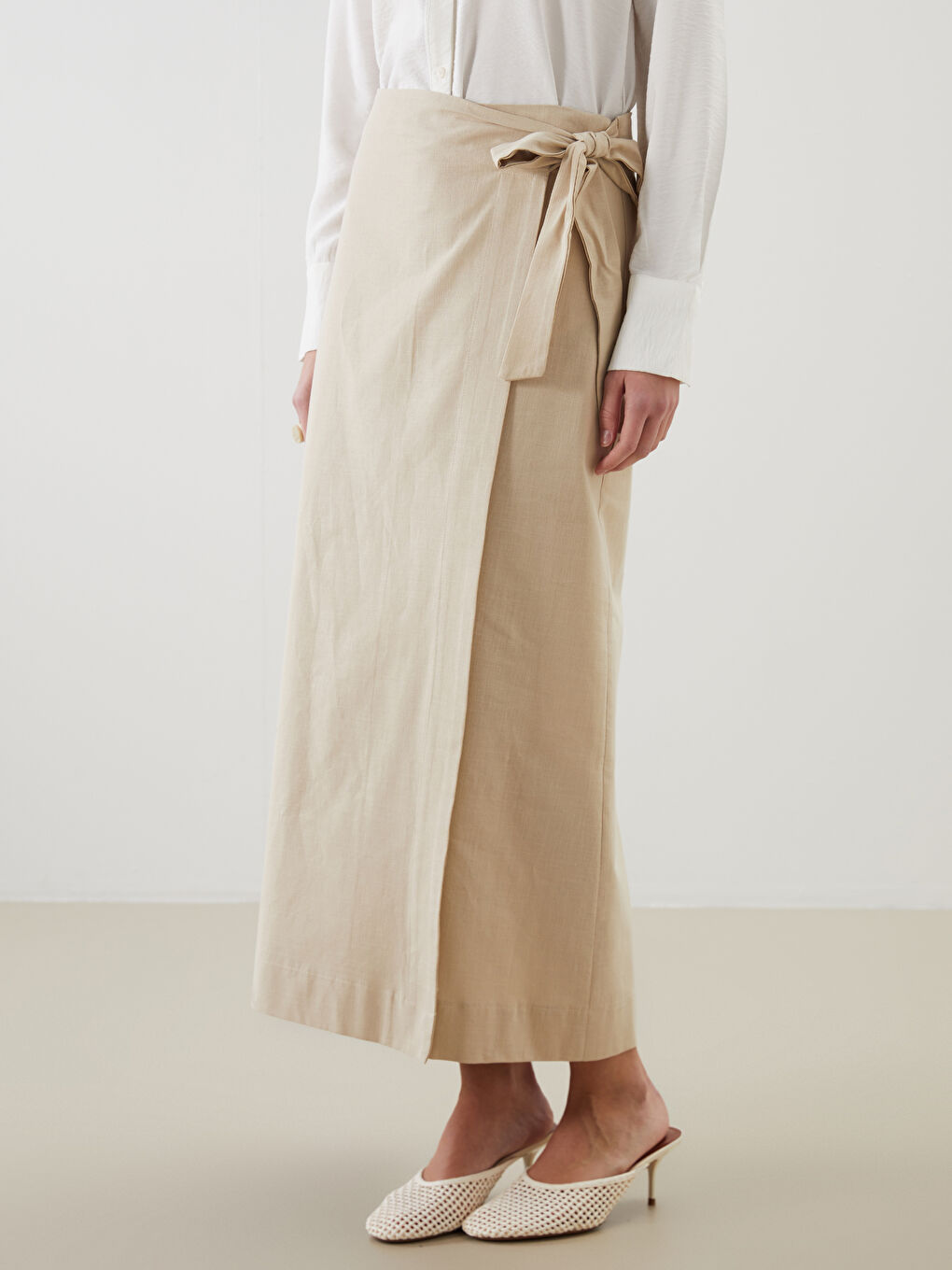 Bej Dar Fit Poplin Etek-1