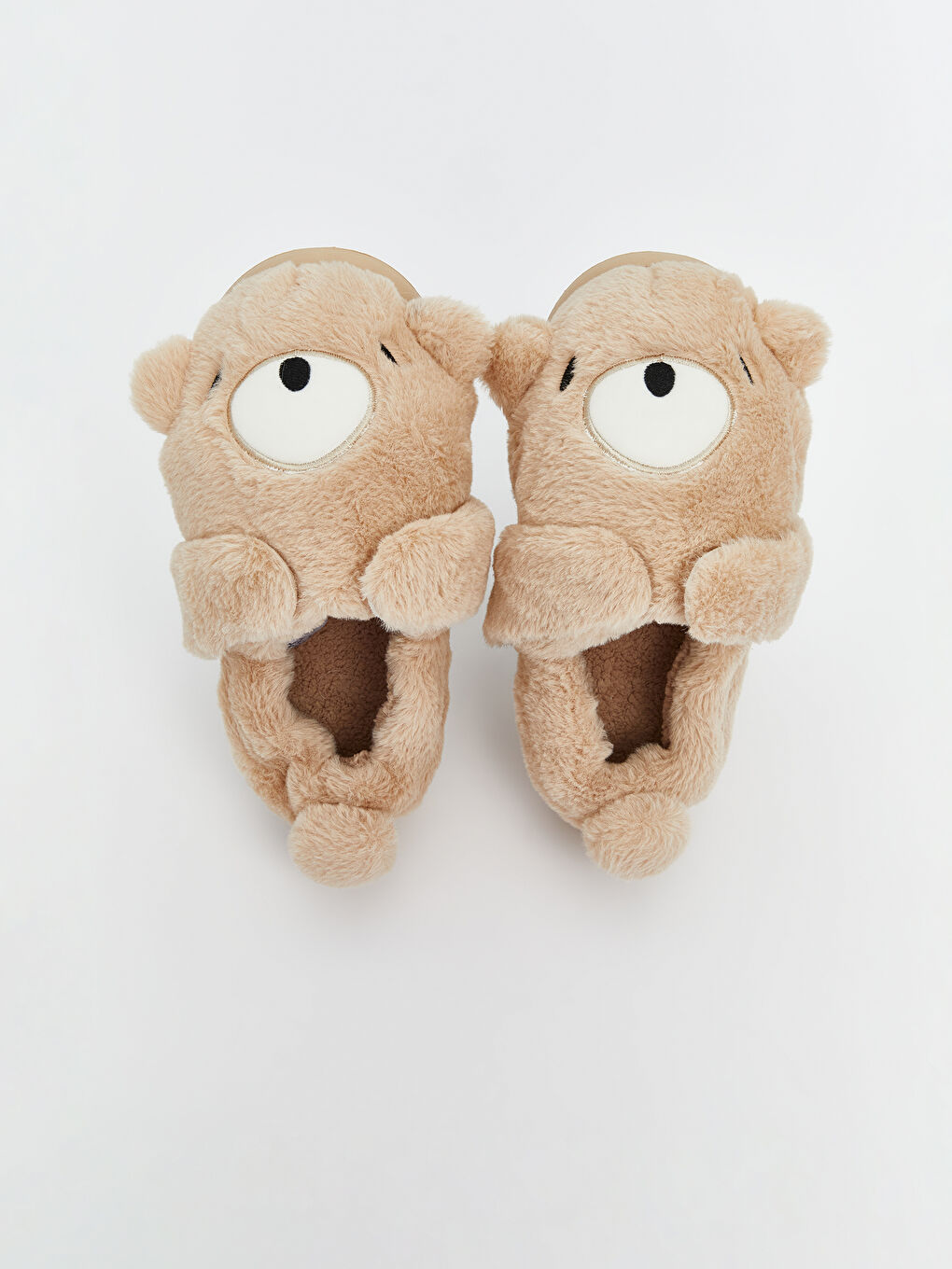 Bej Ayı Figürlü Pelüş Kadın Panduf-2