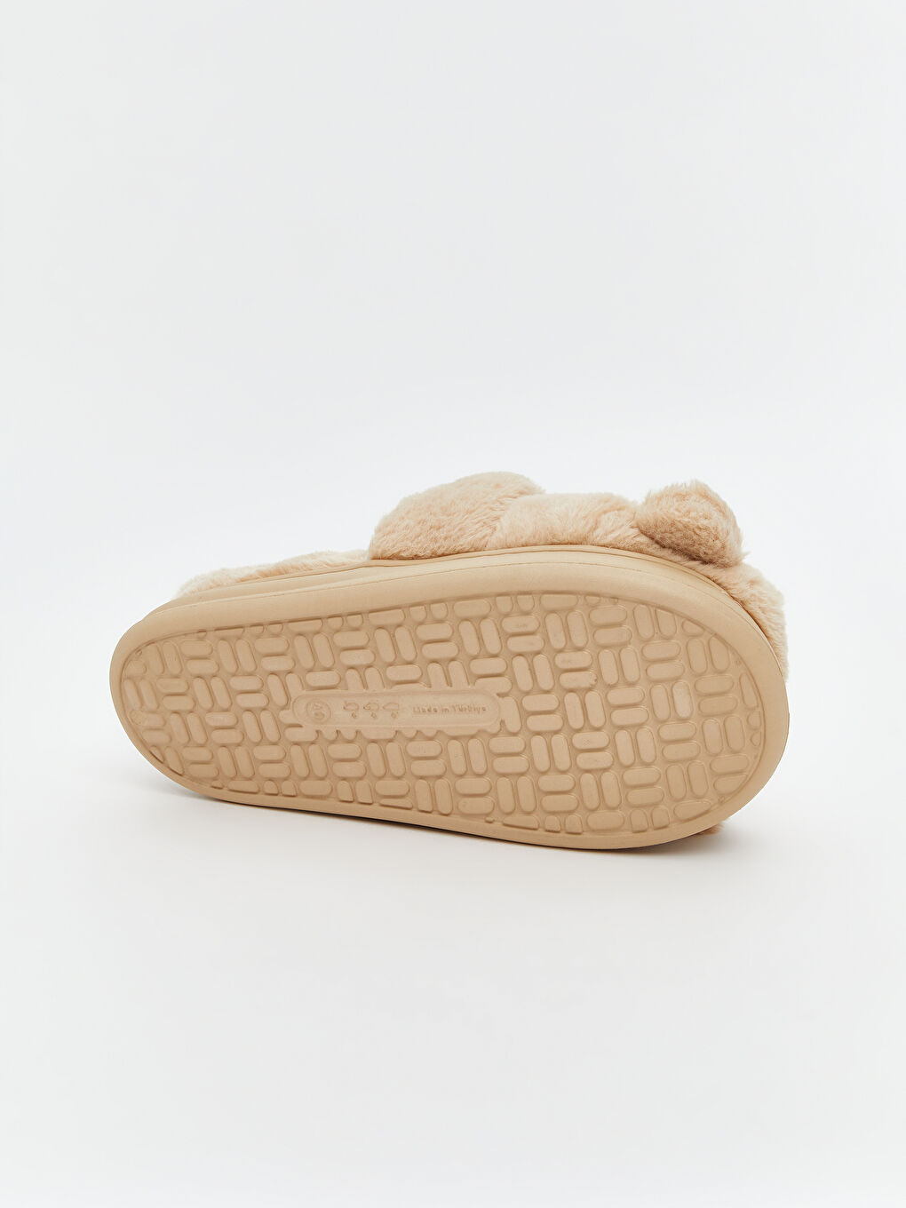 Bej Ayı Figürlü Pelüş Kadın Panduf-3