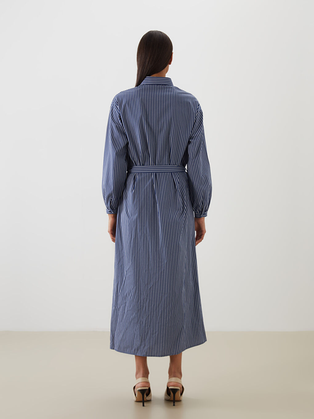 Sashed Striped Shirt Dress-3