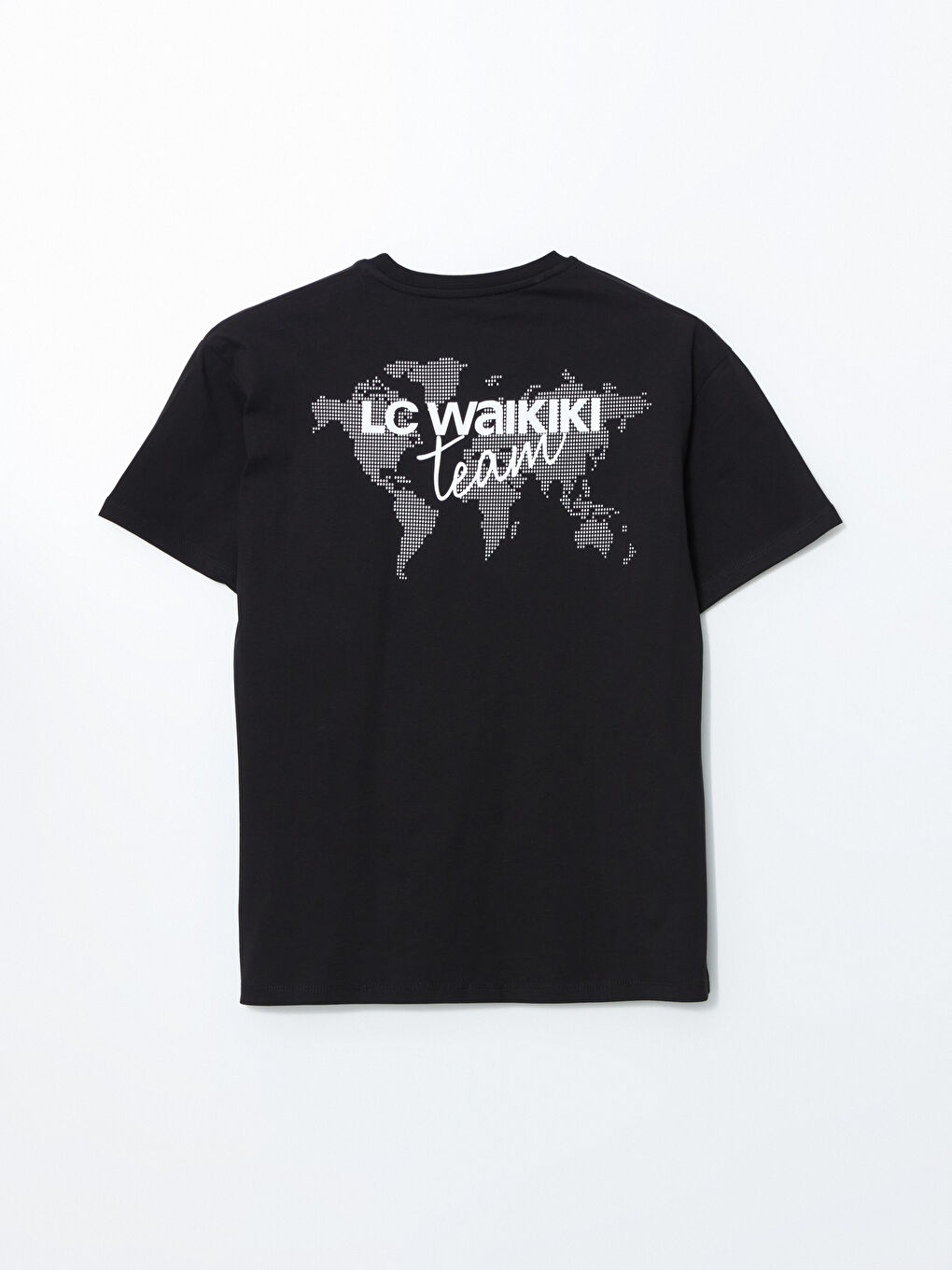 Siyah Bisiklet Yaka Kadın Tişört-1