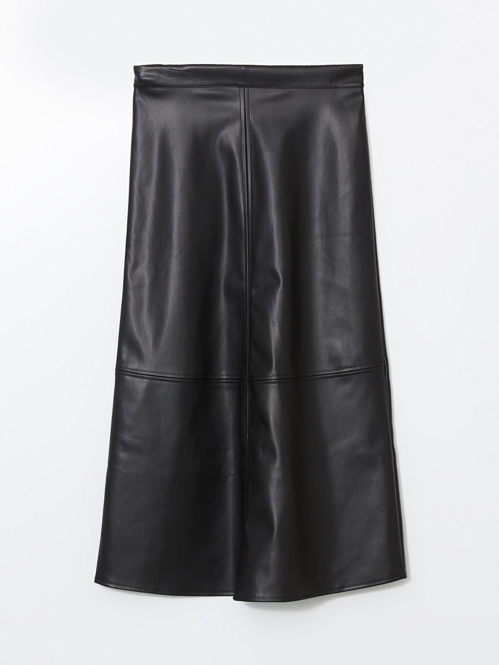 Siyah Beli Fermuarlı Deri Görünümlü Kadın Etek-5