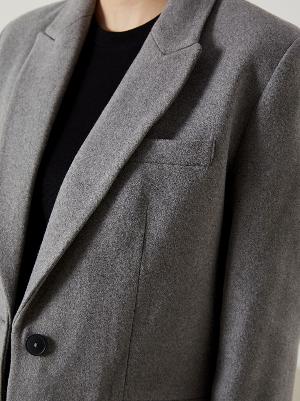 Gri Kaşe Kadın Blazer Ceket-2