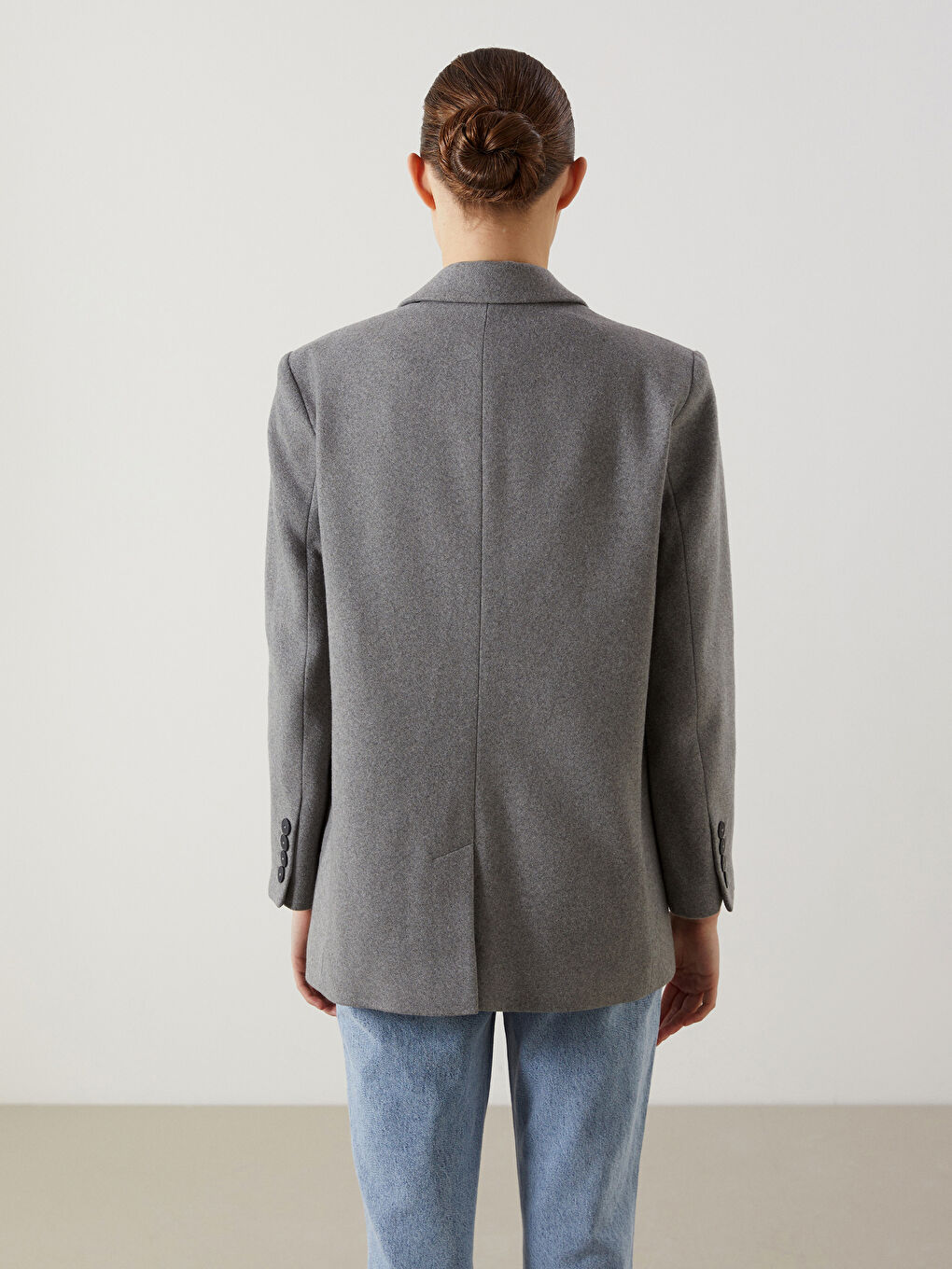 Gri Kaşe Kadın Blazer Ceket-3