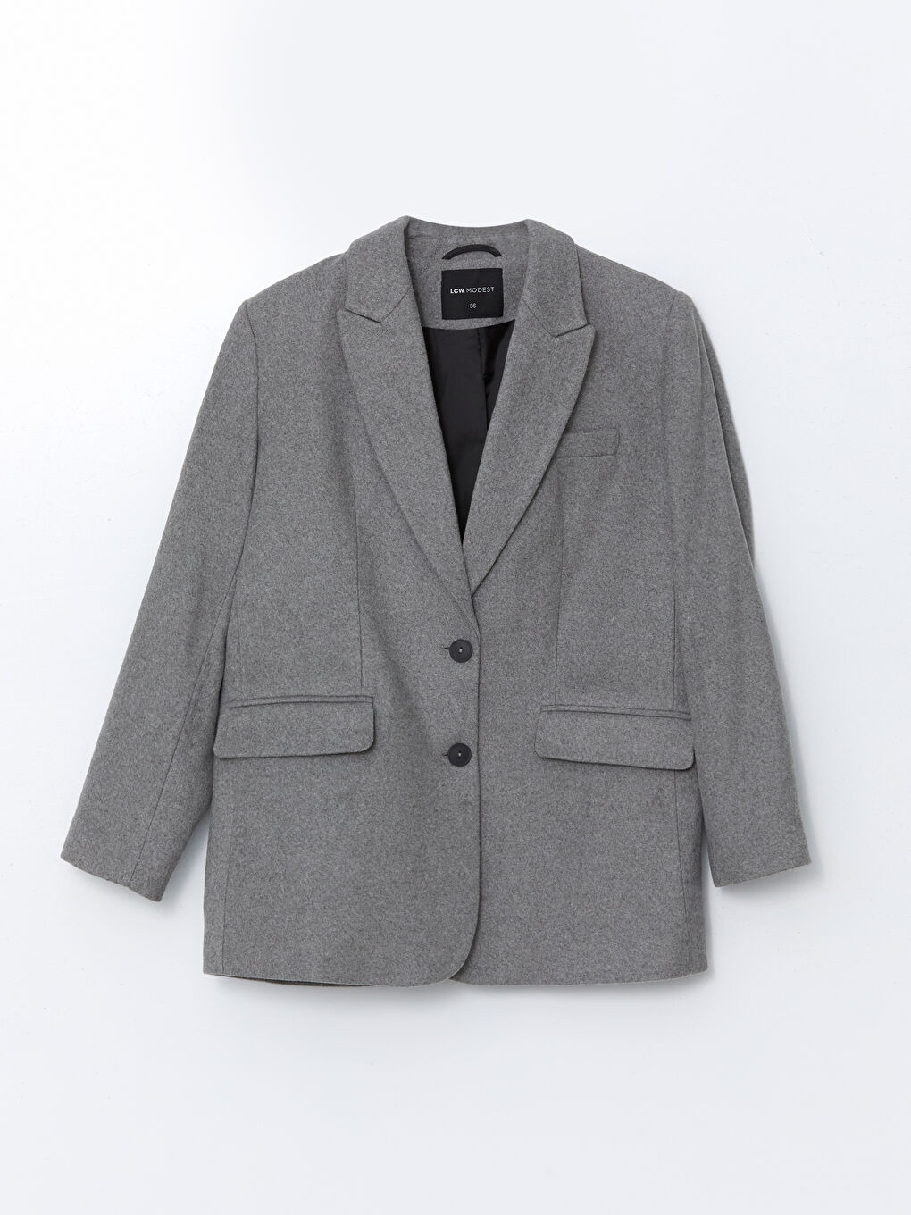 Gri Kaşe Kadın Blazer Ceket-4