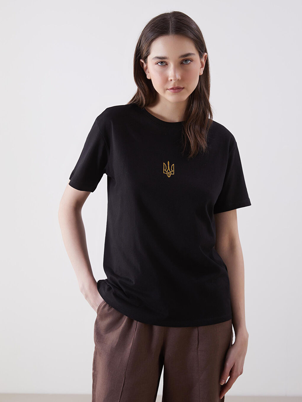 LCW Vision Crew Neck Embroidered Women's T-Shirt -S5MO97Z8-CVL