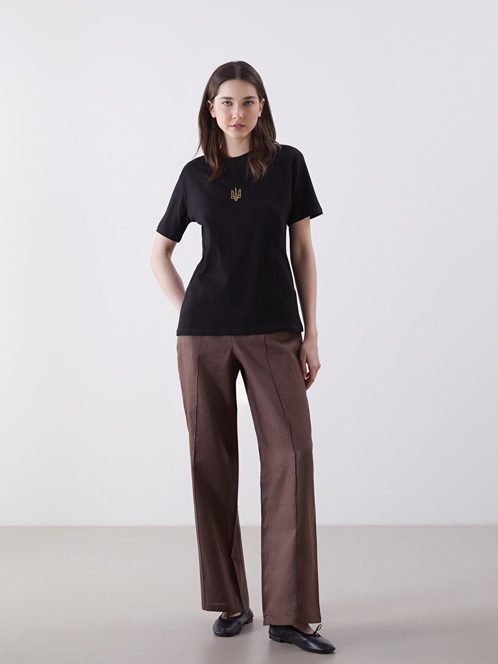 LCW Vision Crew Neck Embroidered Women's T-Shirt -S5MO97Z8-CVL