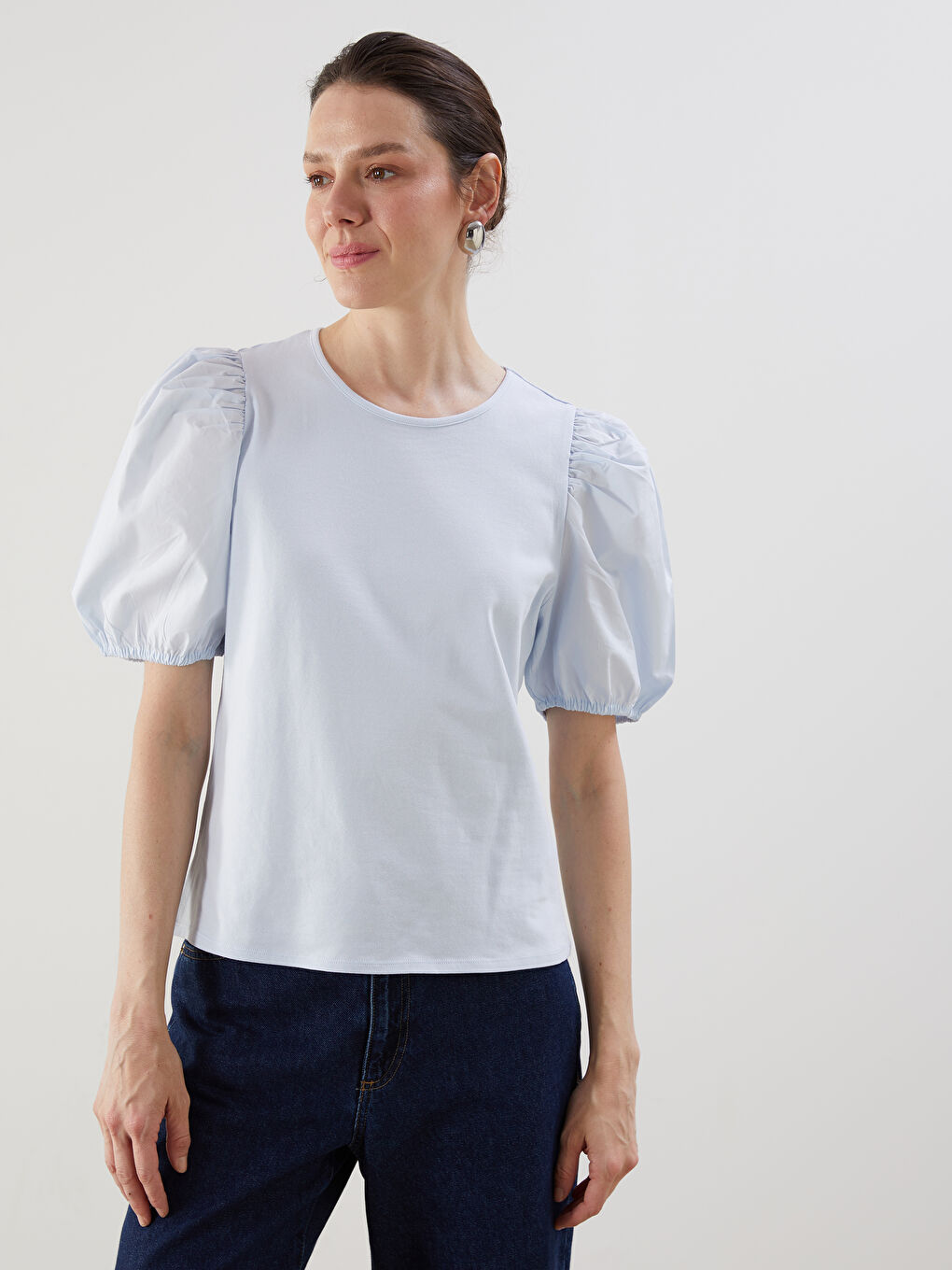 Crew Neck Balloon Sleeve Women's T-Shirt