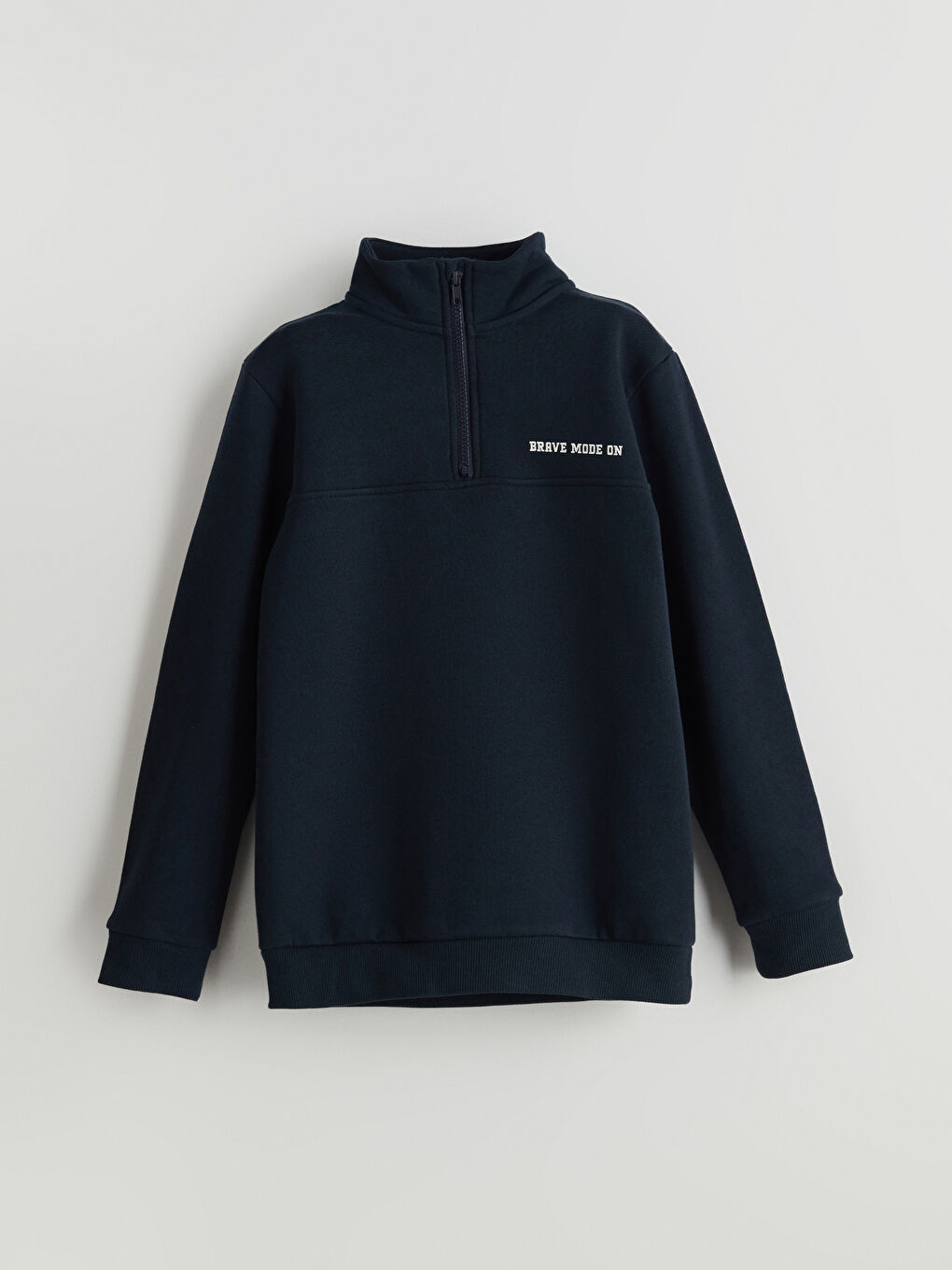 Lacivert Dik Yaka Erkek Çocuk Kalın Sweatshirt