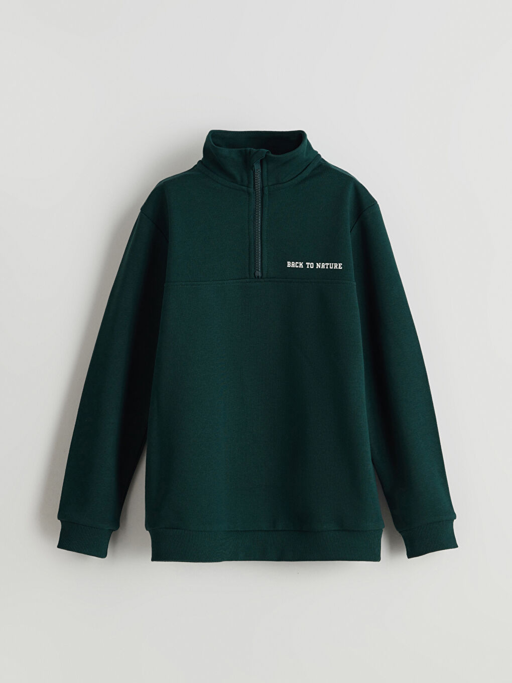 Yeşil Dik Yaka Erkek Çocuk Kalın Sweatshirt