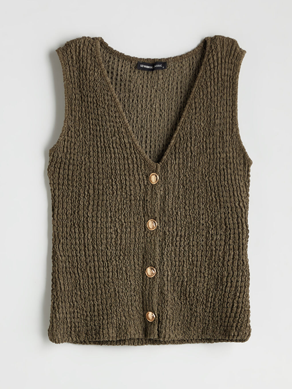 LCWAIKIKI Classic V Neck Textured Women's Waistcoat -S5MP19Z8-CS4