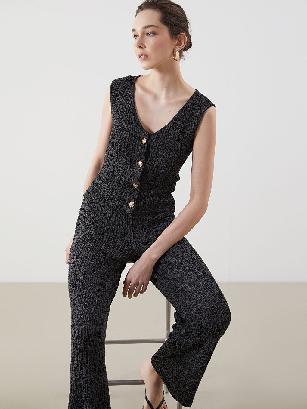 LCWAIKIKI Classic V Neck Textured Women's Waistcoat -S5MP19Z8-CVL