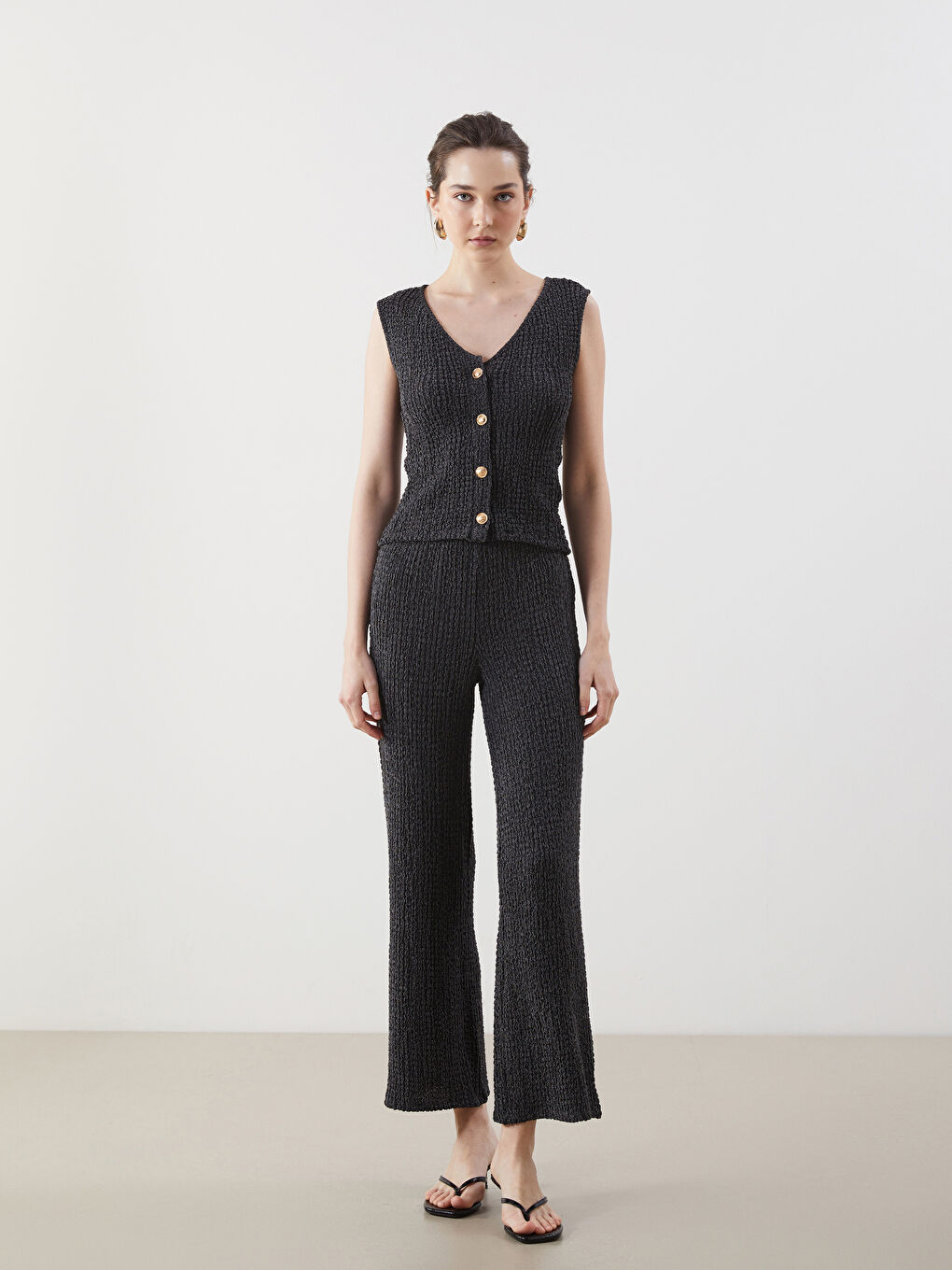LCWAIKIKI Classic V Neck Textured Women's Waistcoat -S5MP19Z8-CVL