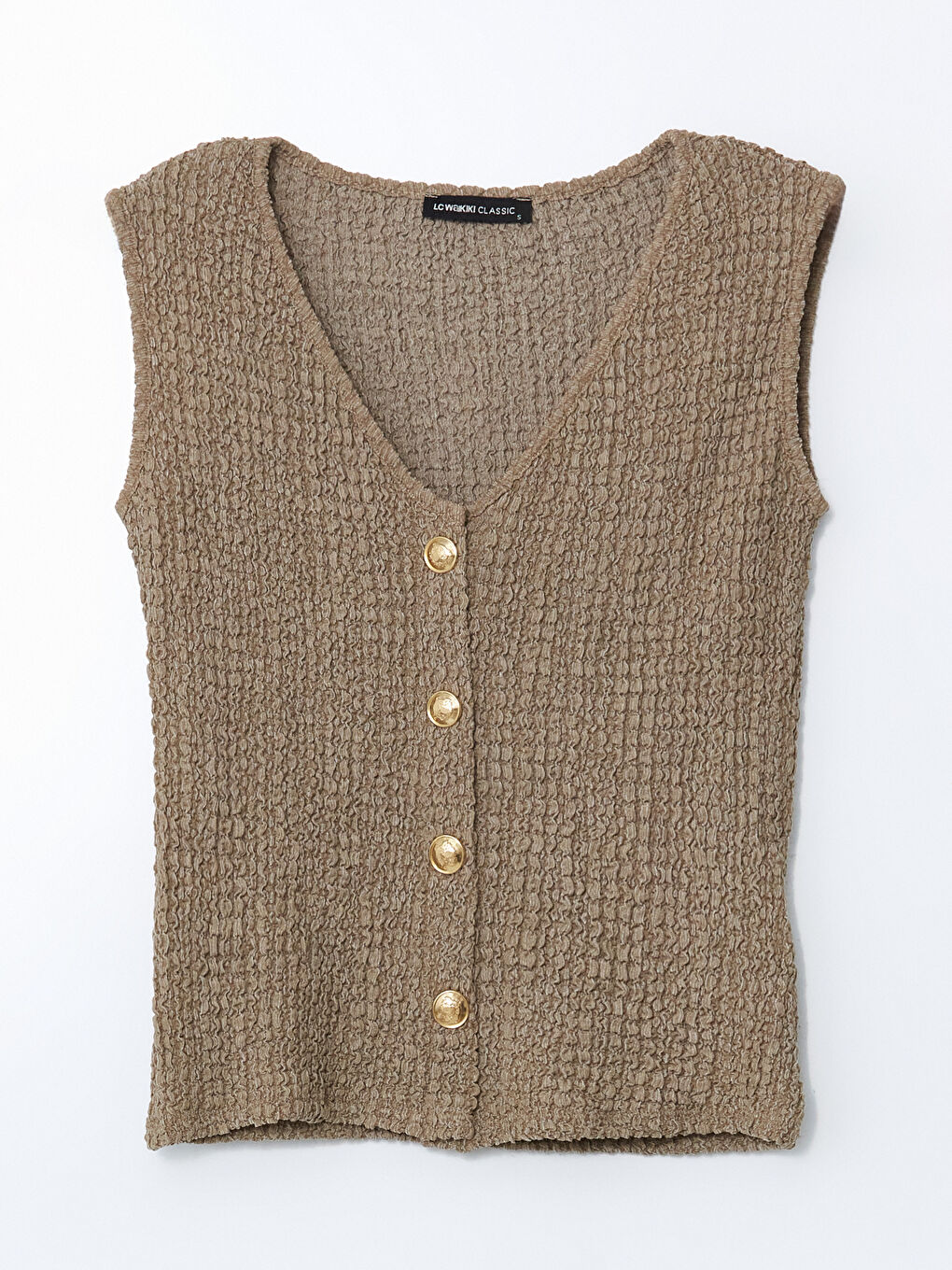 LCWAIKIKI Classic V Neck Textured Women's Waistcoat -S5MP19Z8-LXG