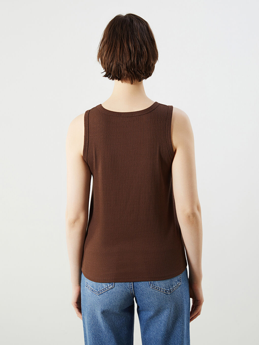 Crew Neck Textured Women's Tank Top -S5MP27Z8-HKQ