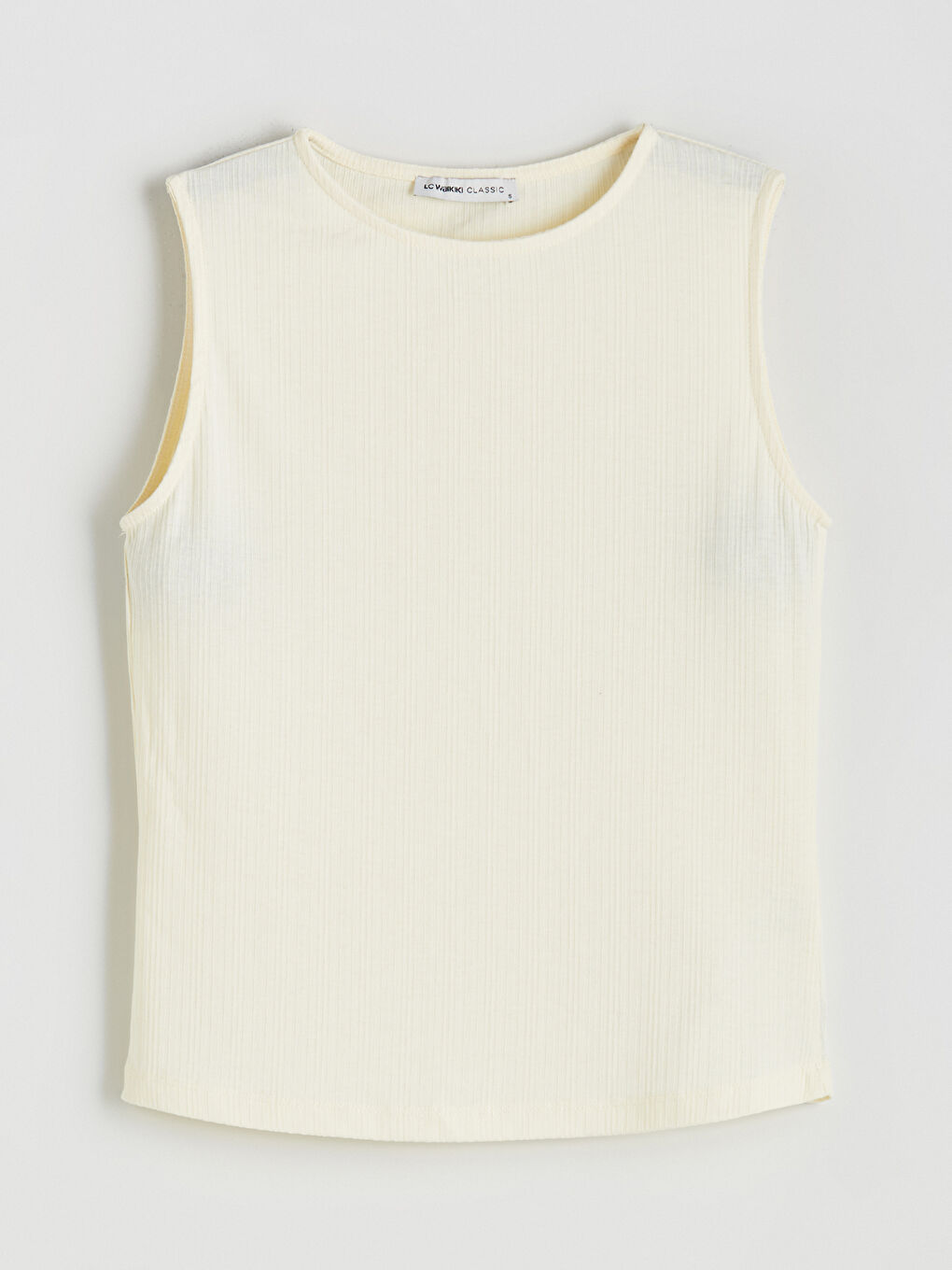 Bej Bisiklet Yaka Dokulu Kadın Atlet-4