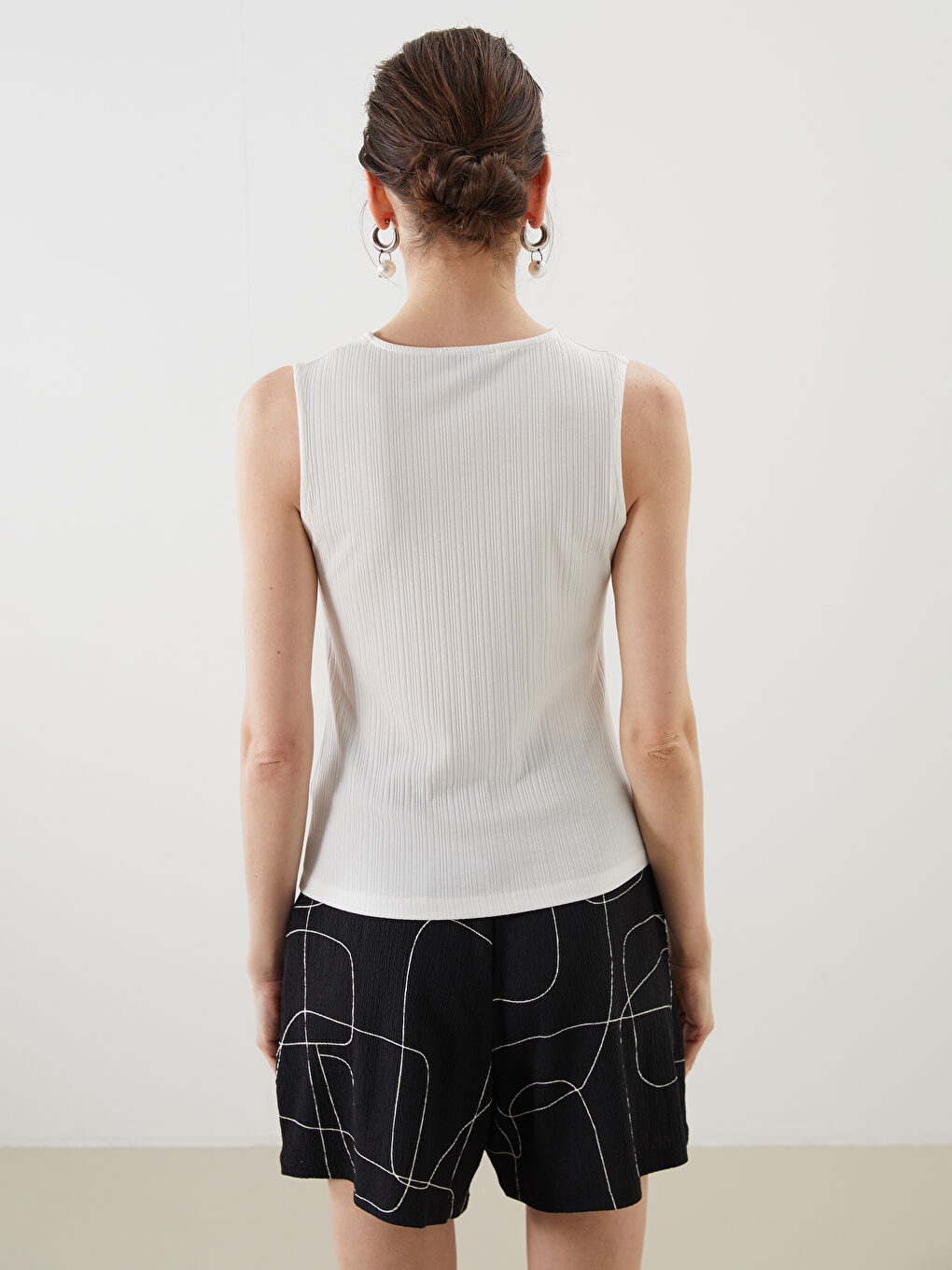 Crew Neck Textured Women's Tank Top -S5MP35Z8-R9J