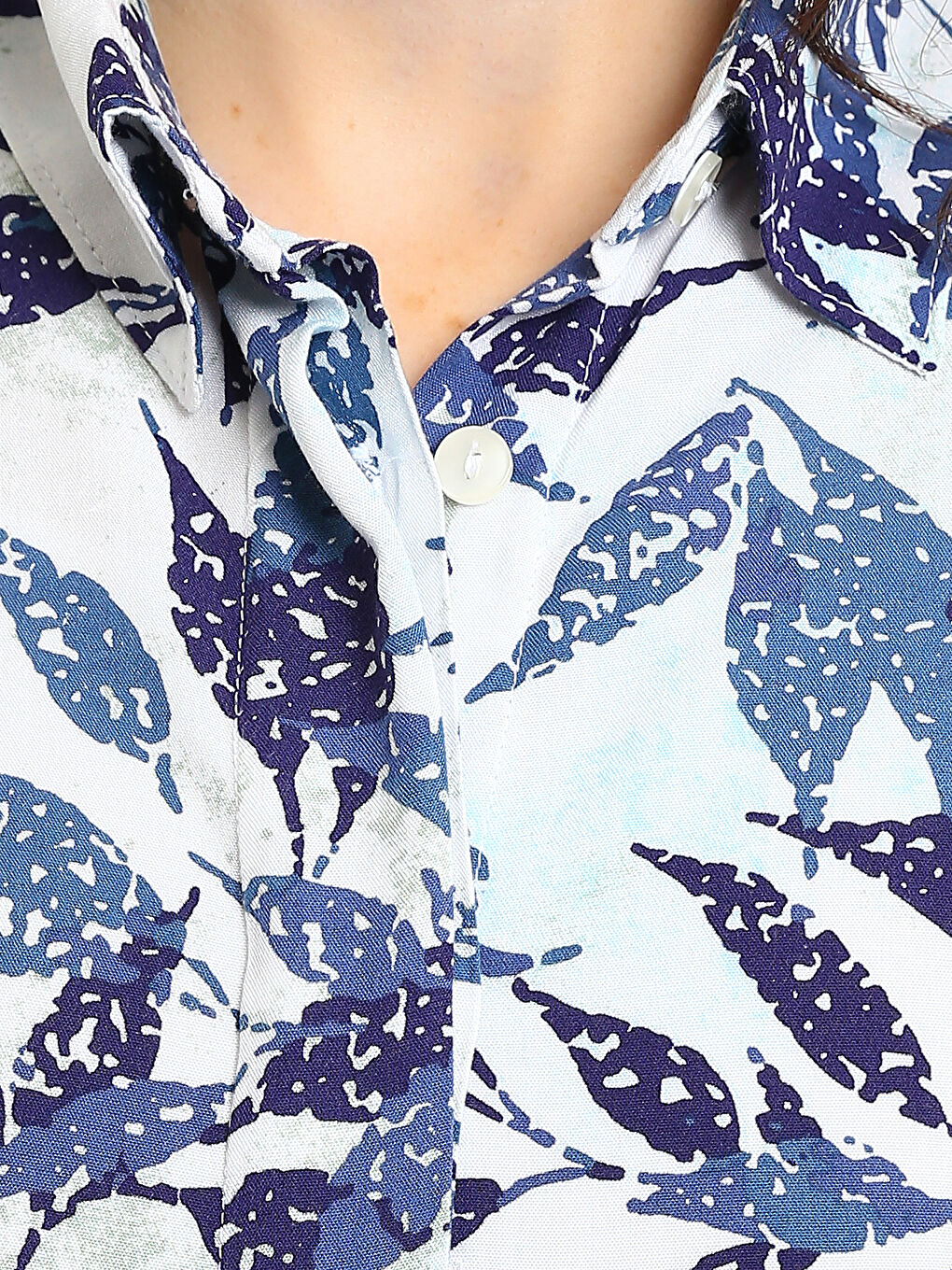 Patterned Long Sleeve Women's Shirt Dress-2