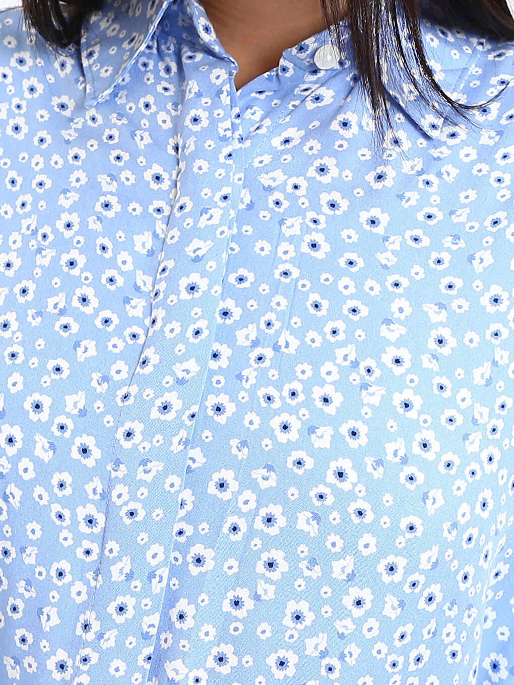 Patterned Long Sleeve Women's Shirt Dress-2