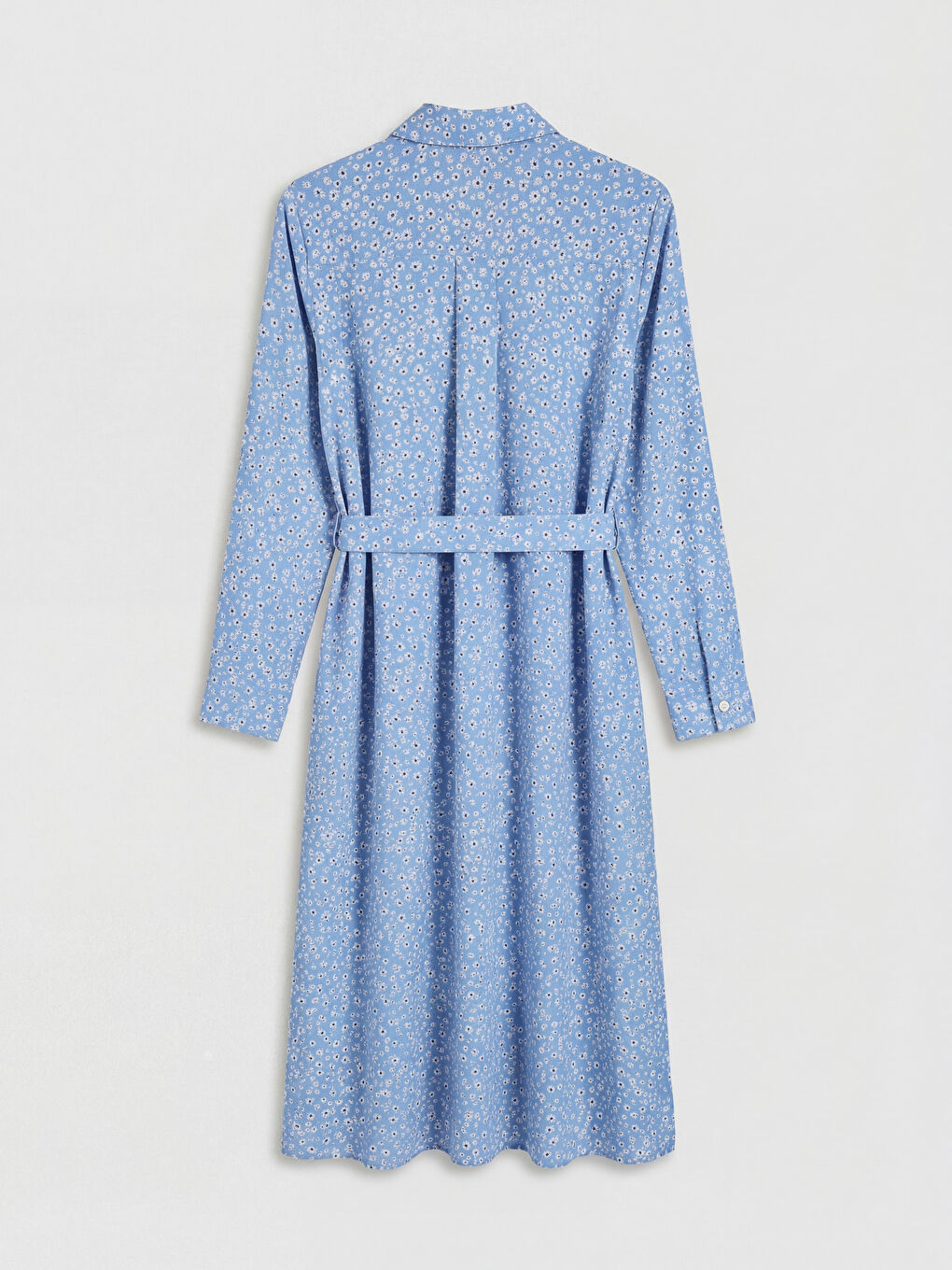 Patterned Long Sleeve Women's Shirt Dress-1