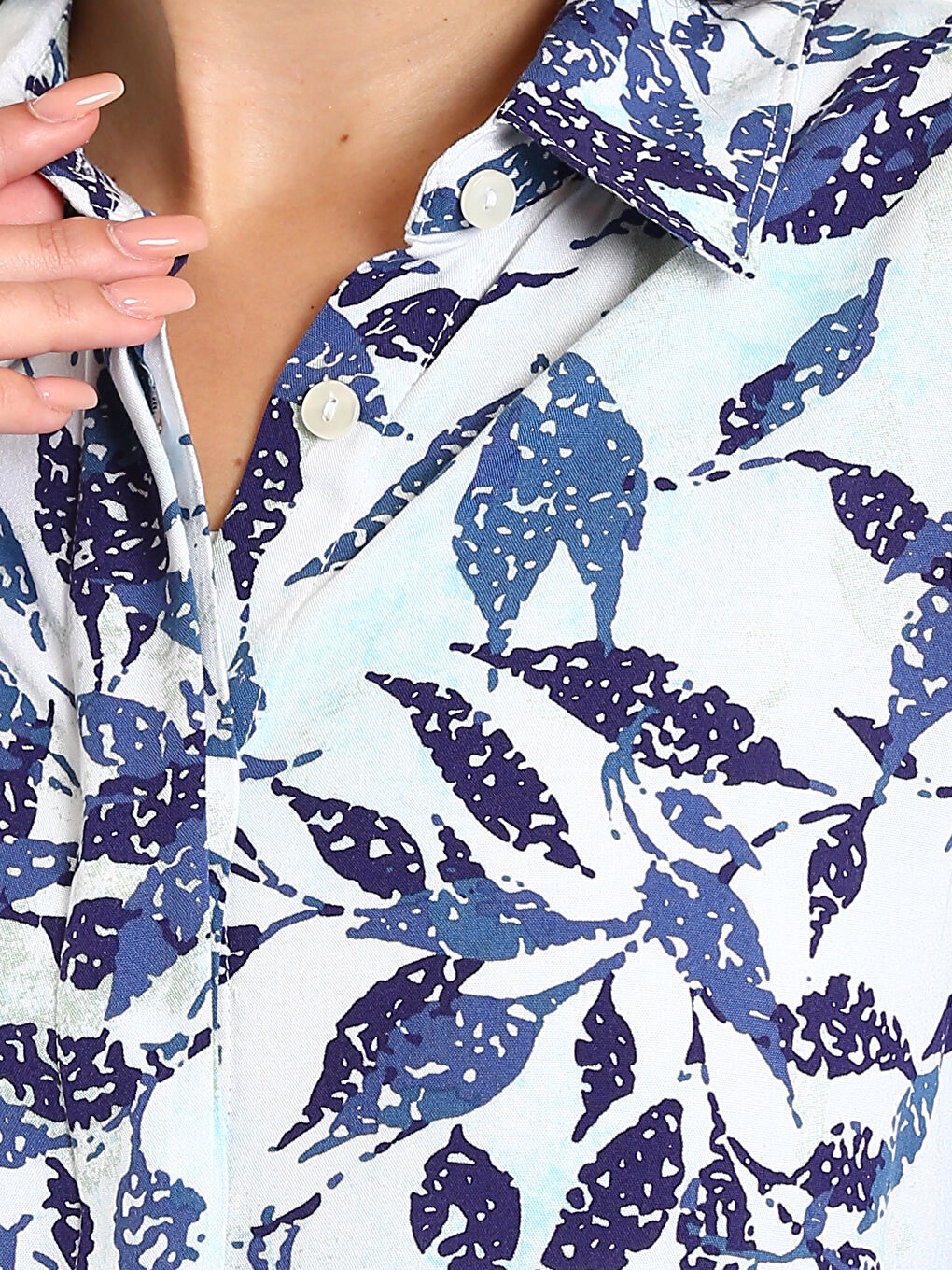 Patterned Long Sleeve Women's Shirt Dress-2