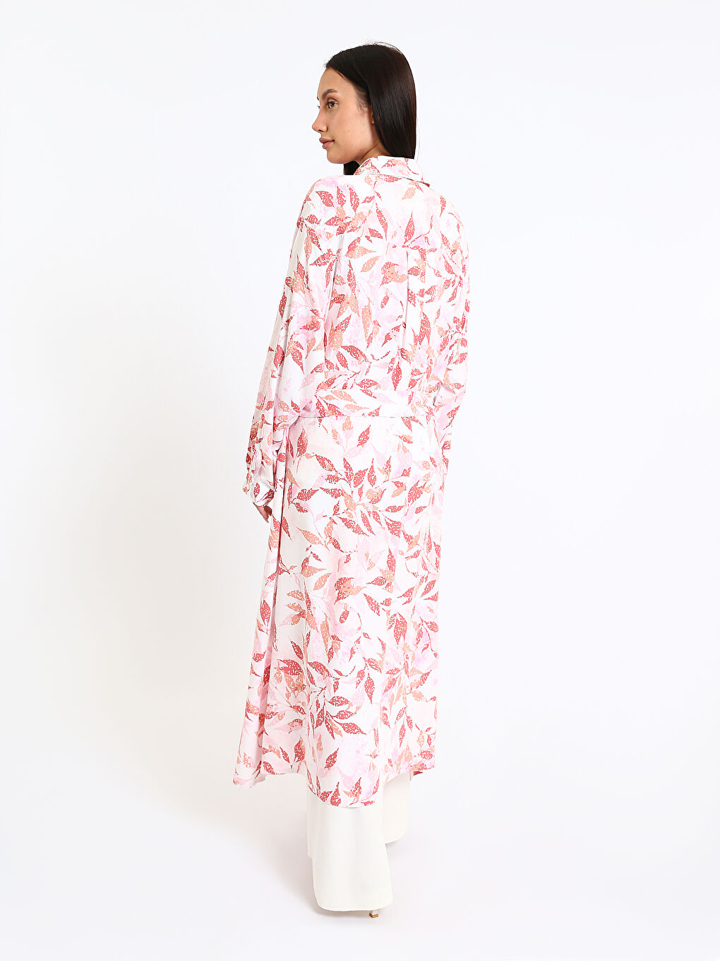 Patterned Long Sleeve Women's Shirt Dress-4