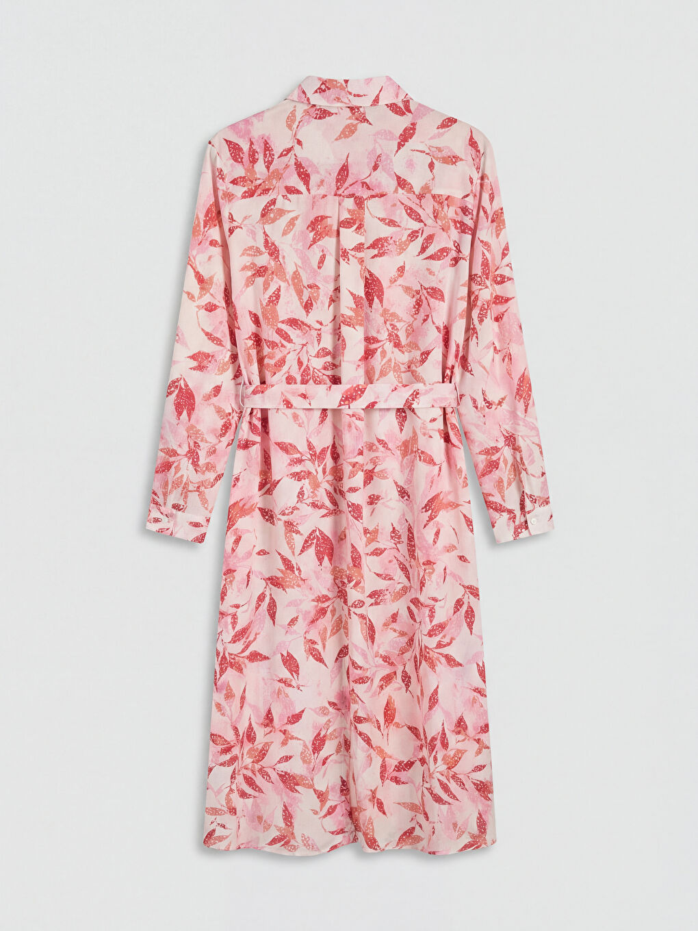 Patterned Long Sleeve Women's Shirt Dress-1